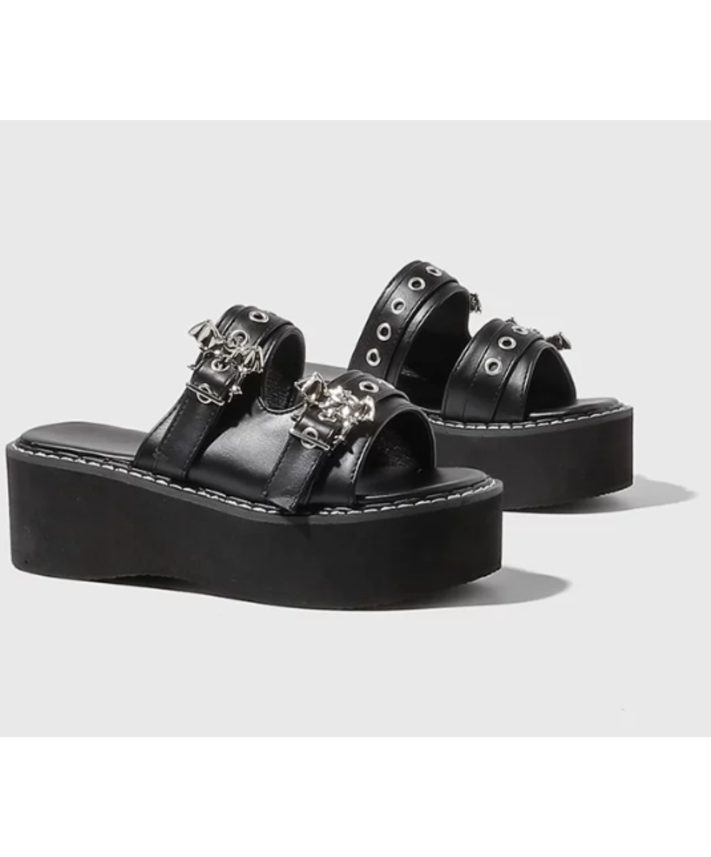 bat motif buckle platform clogs sandals EN2881