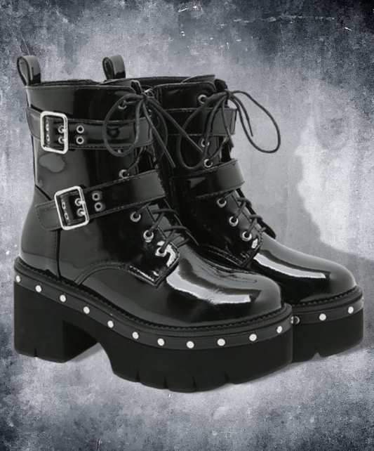 enamel-like buckle design boots EN1228
