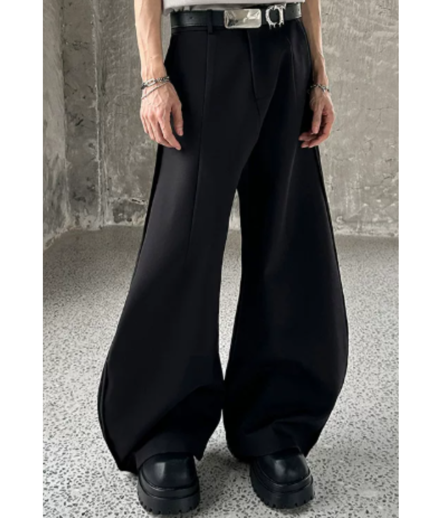 three-dimensional pleats wide pants EN2922