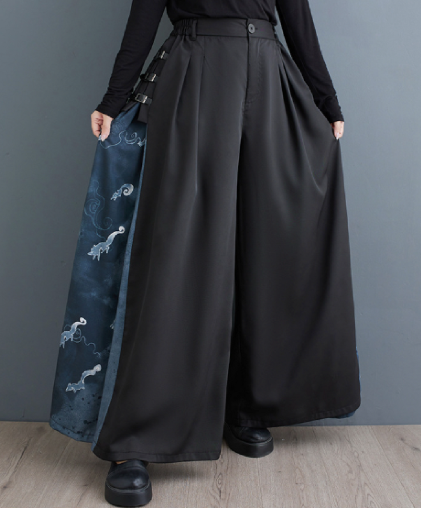 color print side parts hakama pants EN2001