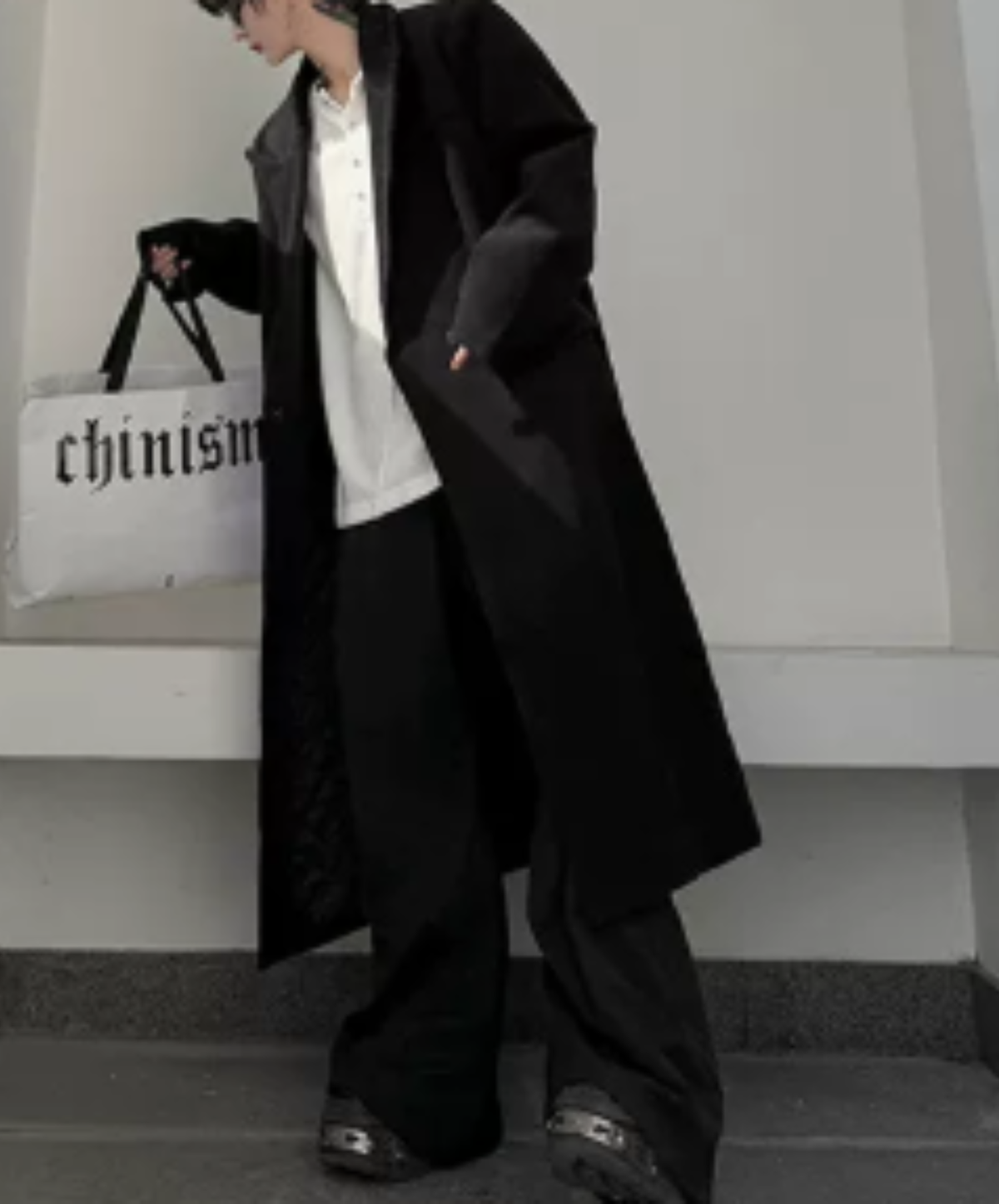 peak lapels long chesterfield coat EN3231