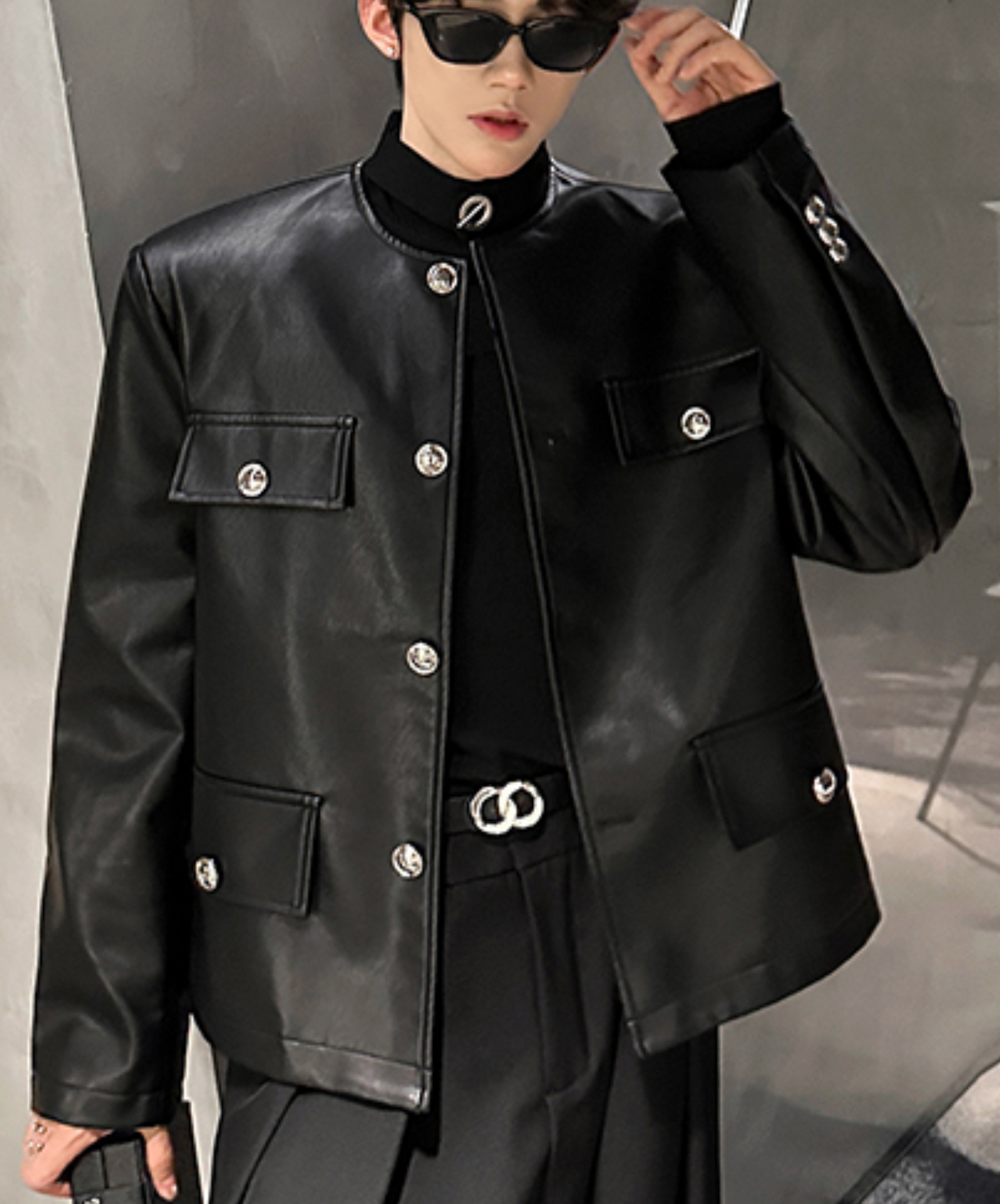 pu leather short riders jacket EN2474