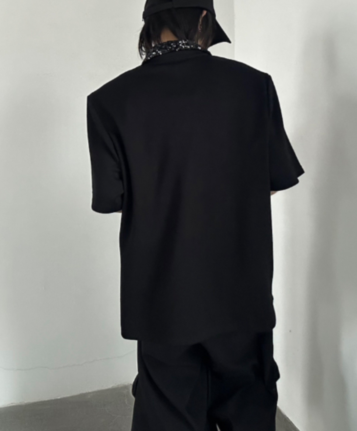 metallic sequin collar shirt EN3071