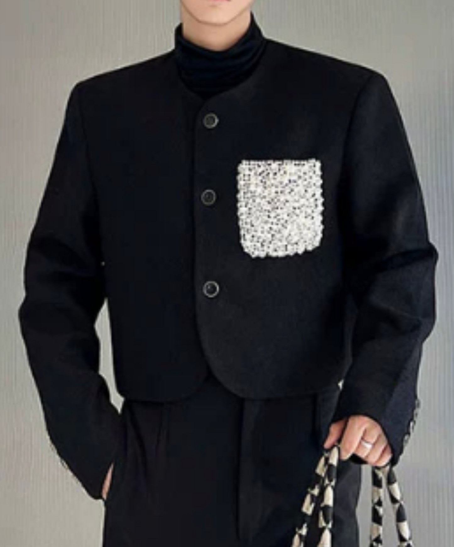 pearl decoration pocket jacket EN1350