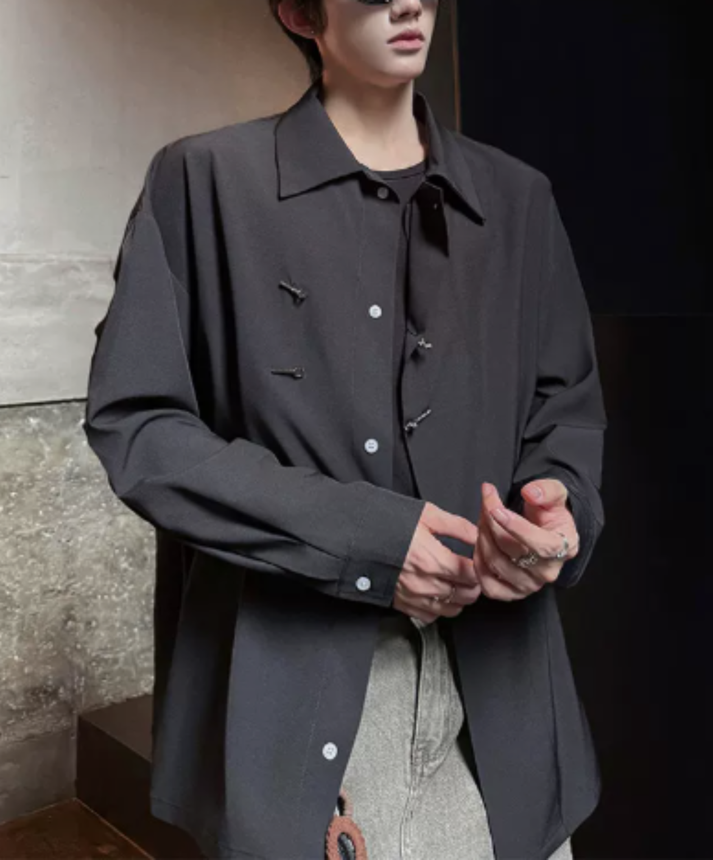 retro chinese-style metal button shirt EN3127