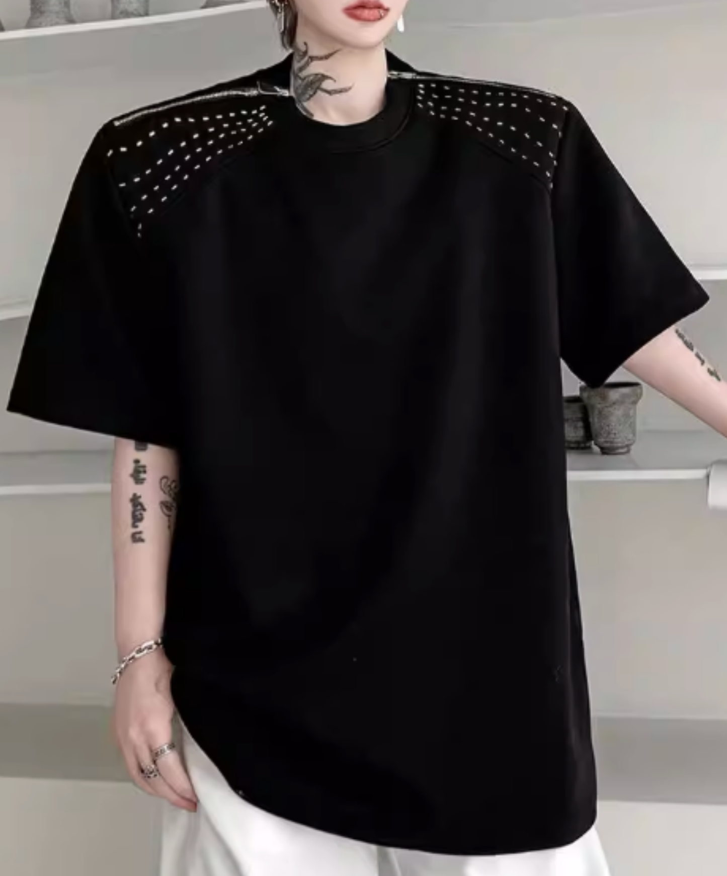 zippered sleeves t-shirt EN2825