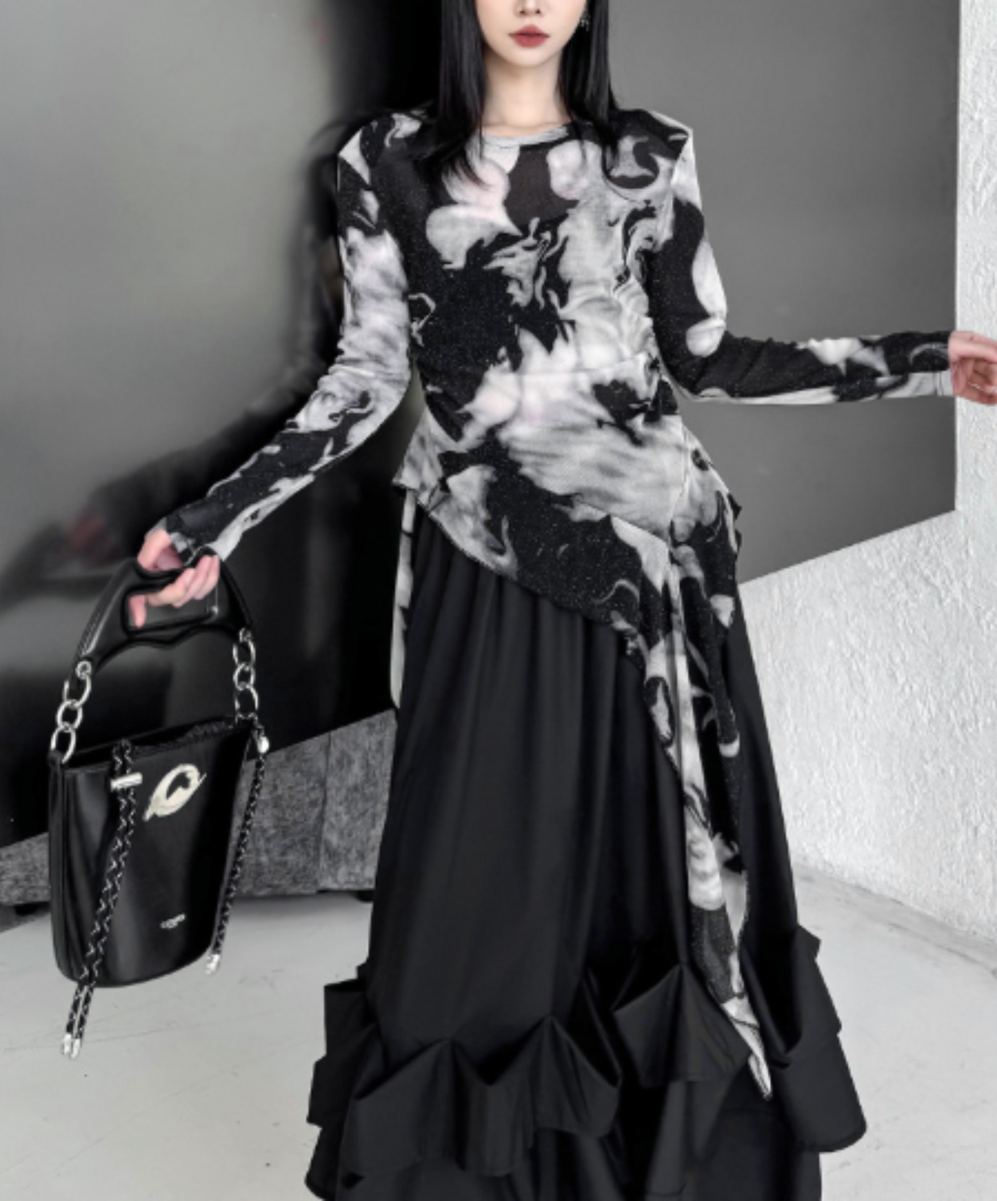 tie-dye mesh with an irregular design t-shirt EN3083