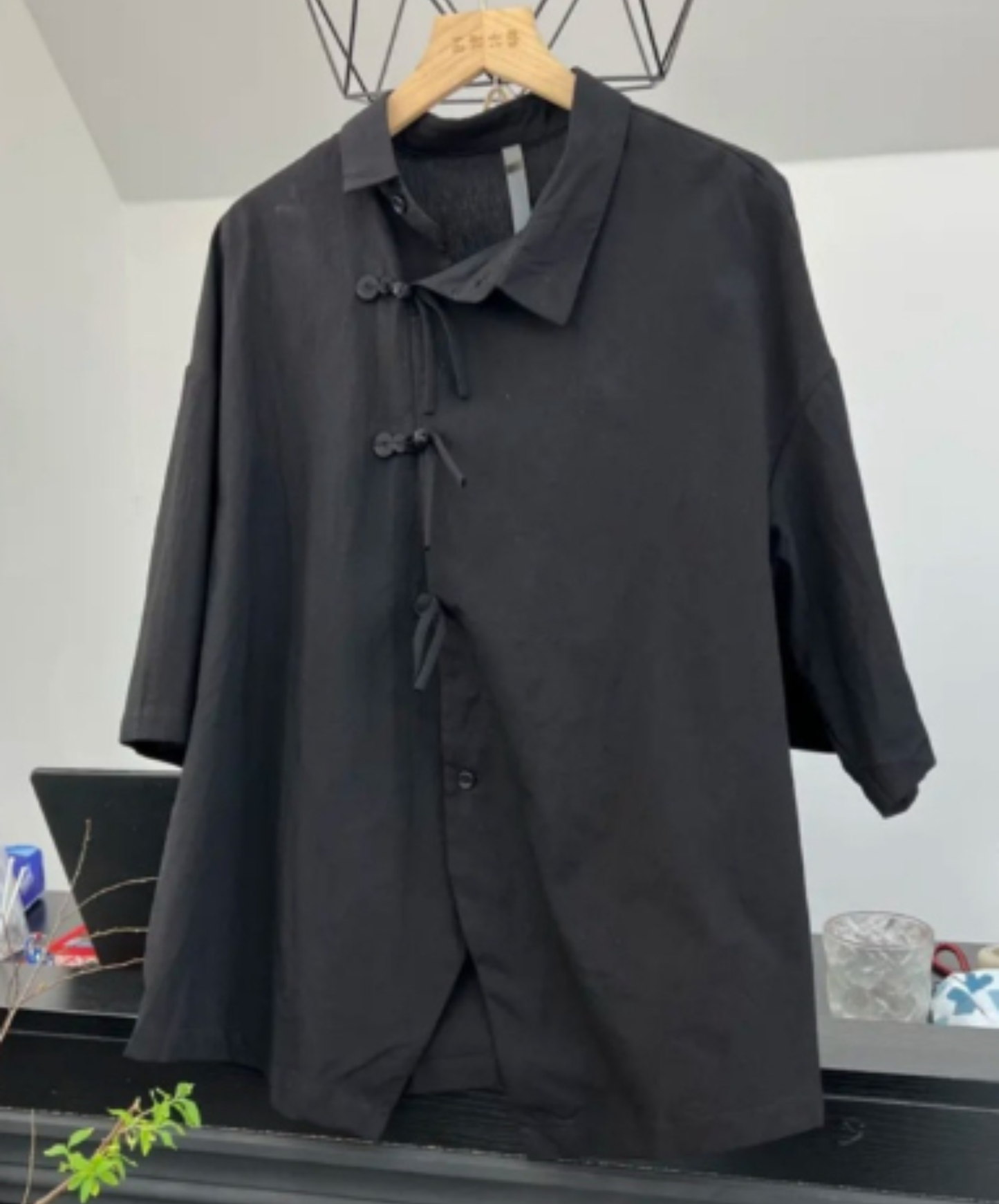 chinese-style diagonal buttons shirt EN3004
