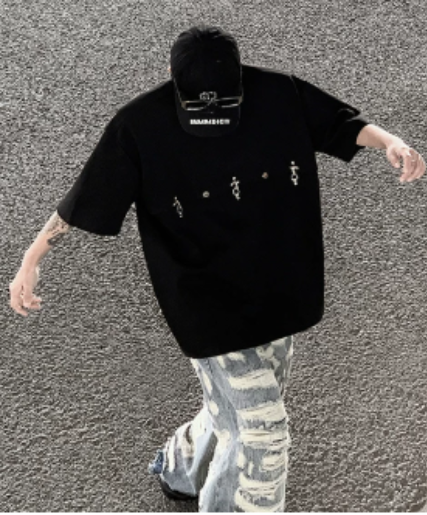 airplane-shaped buckle connector t-shirt EN2926
