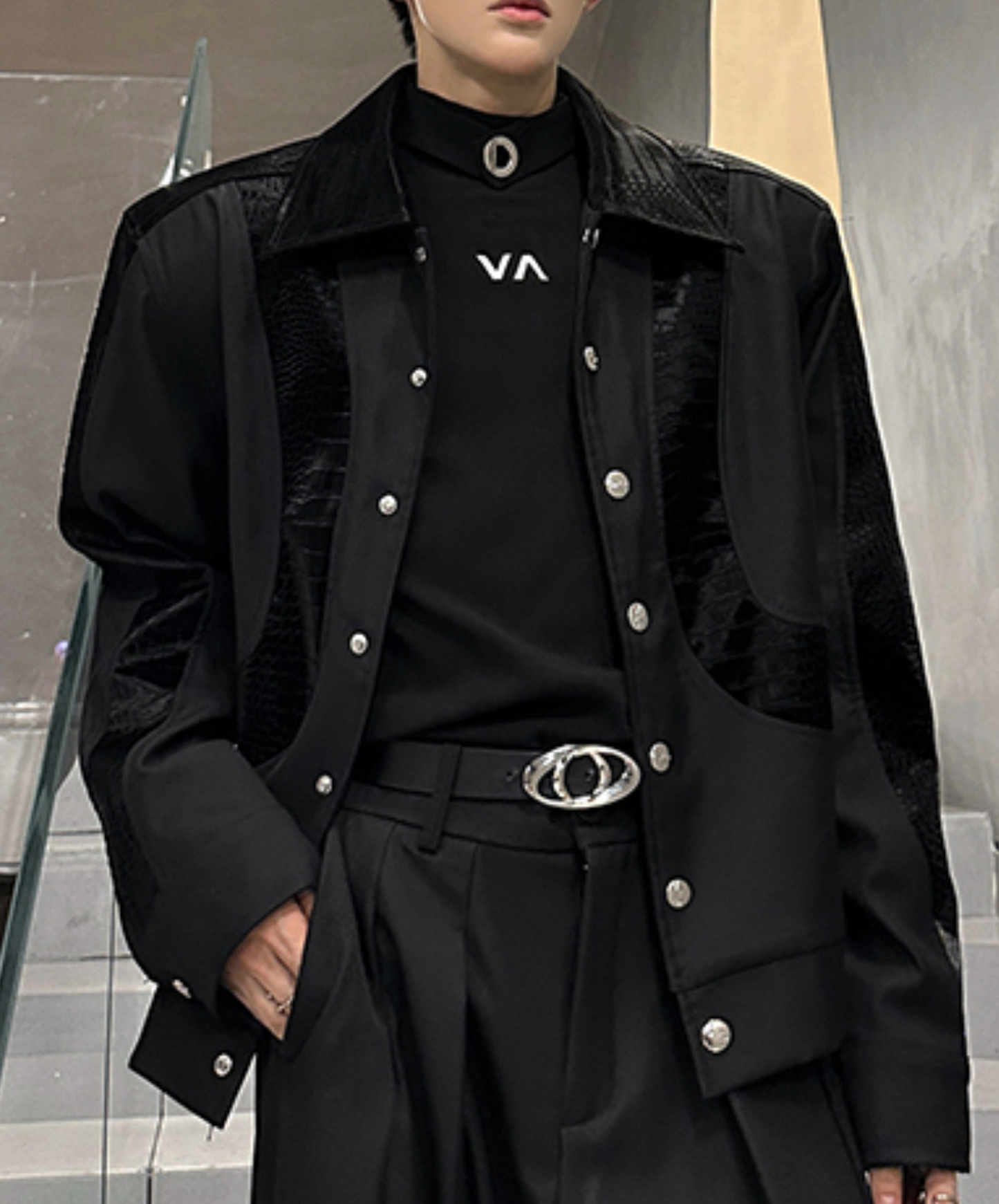 retro pu snakeskin pattern jacket EN2494