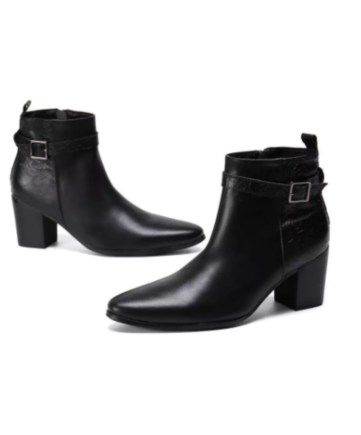 pointed-toe strap belt boots EN3175