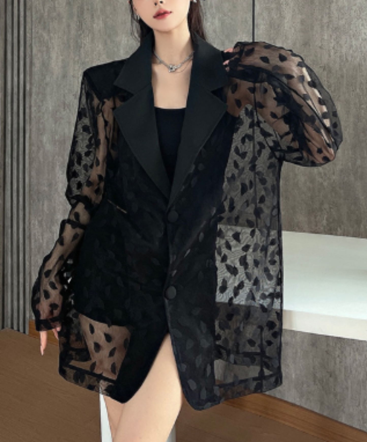 petal pattern mesh jacket EN2916