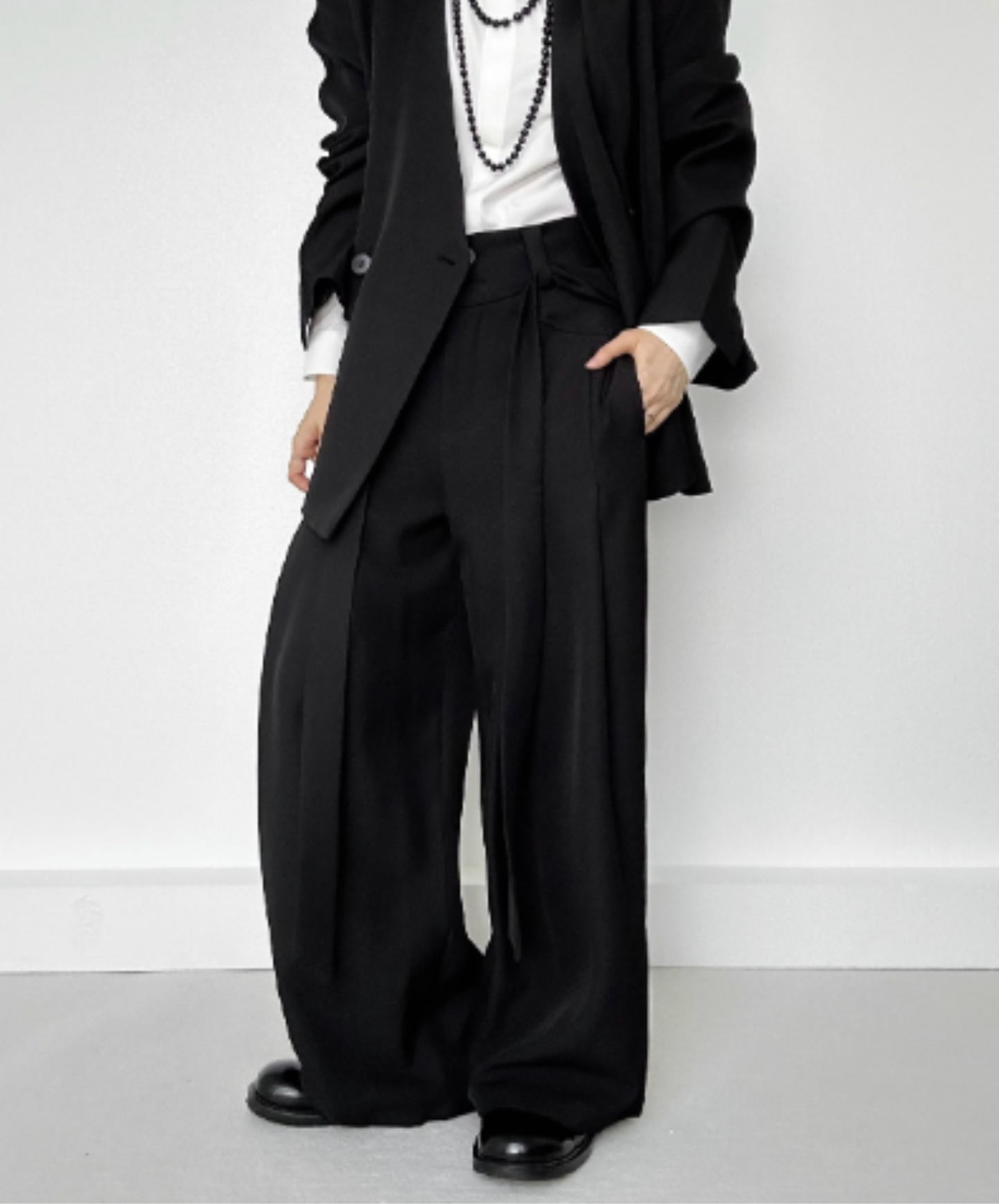 belt design straight casual slacks pants EN2964