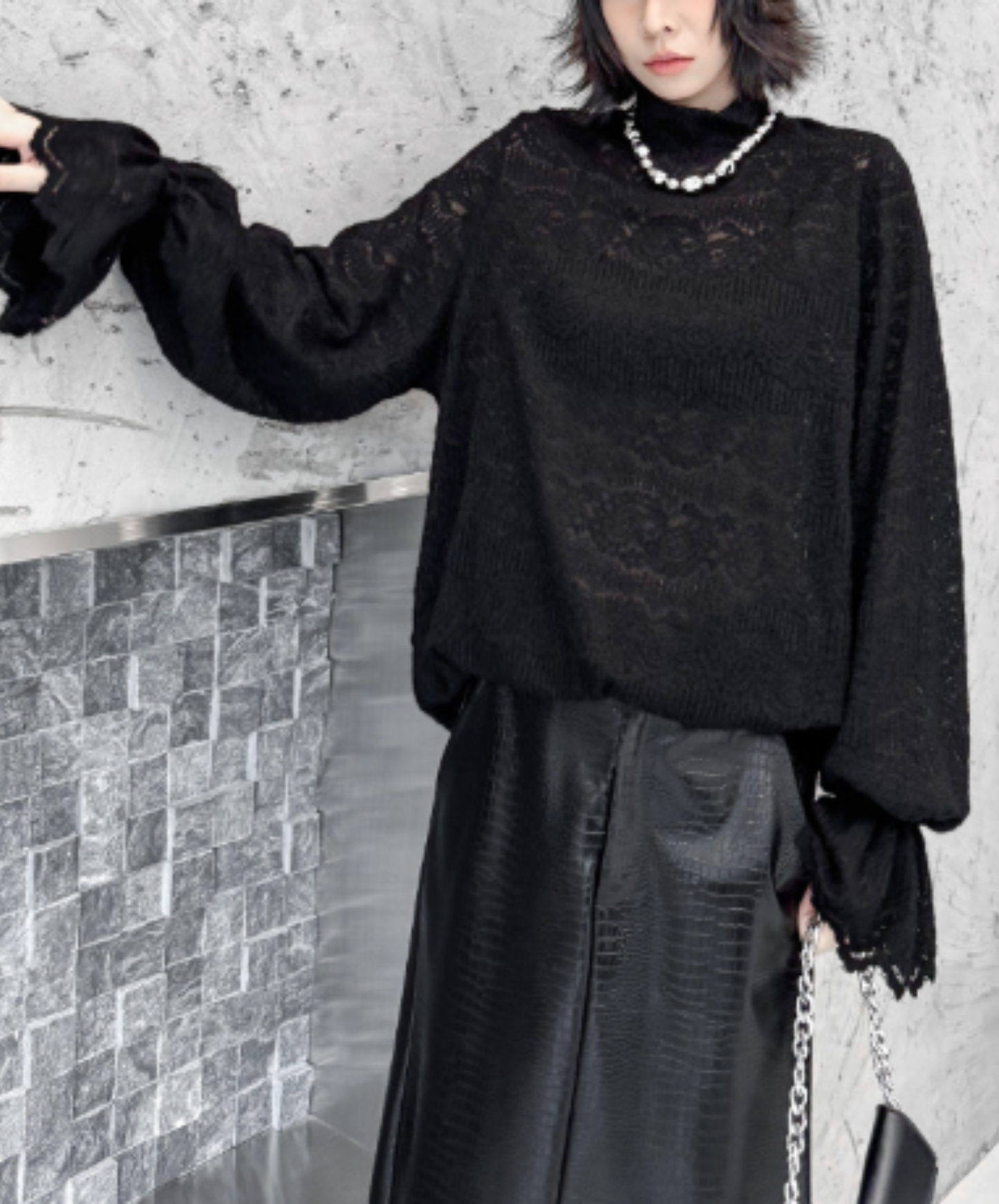 french retro style with lace sleeves t-shirt EN3130