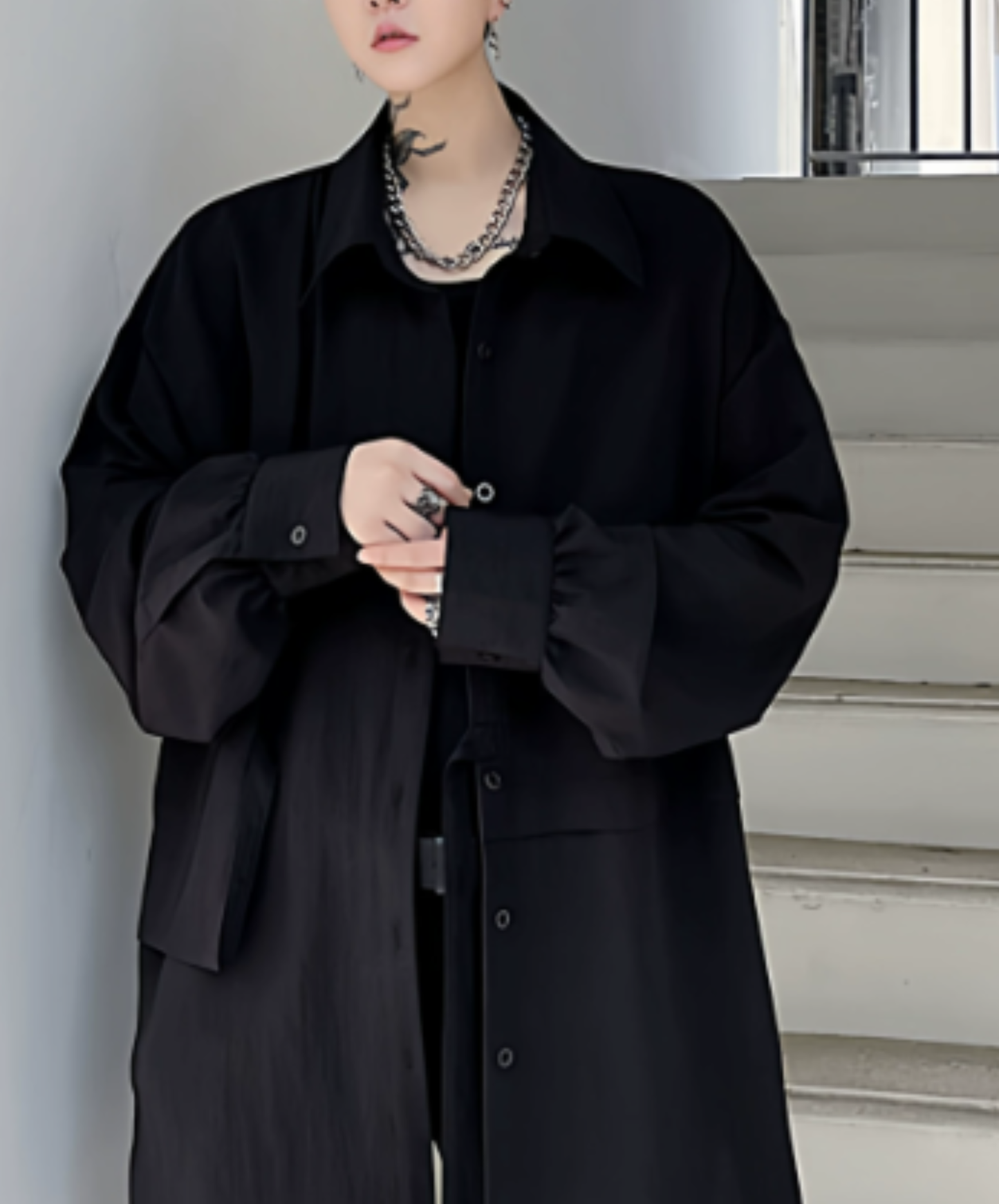 dark with waist string long shirt EN2884