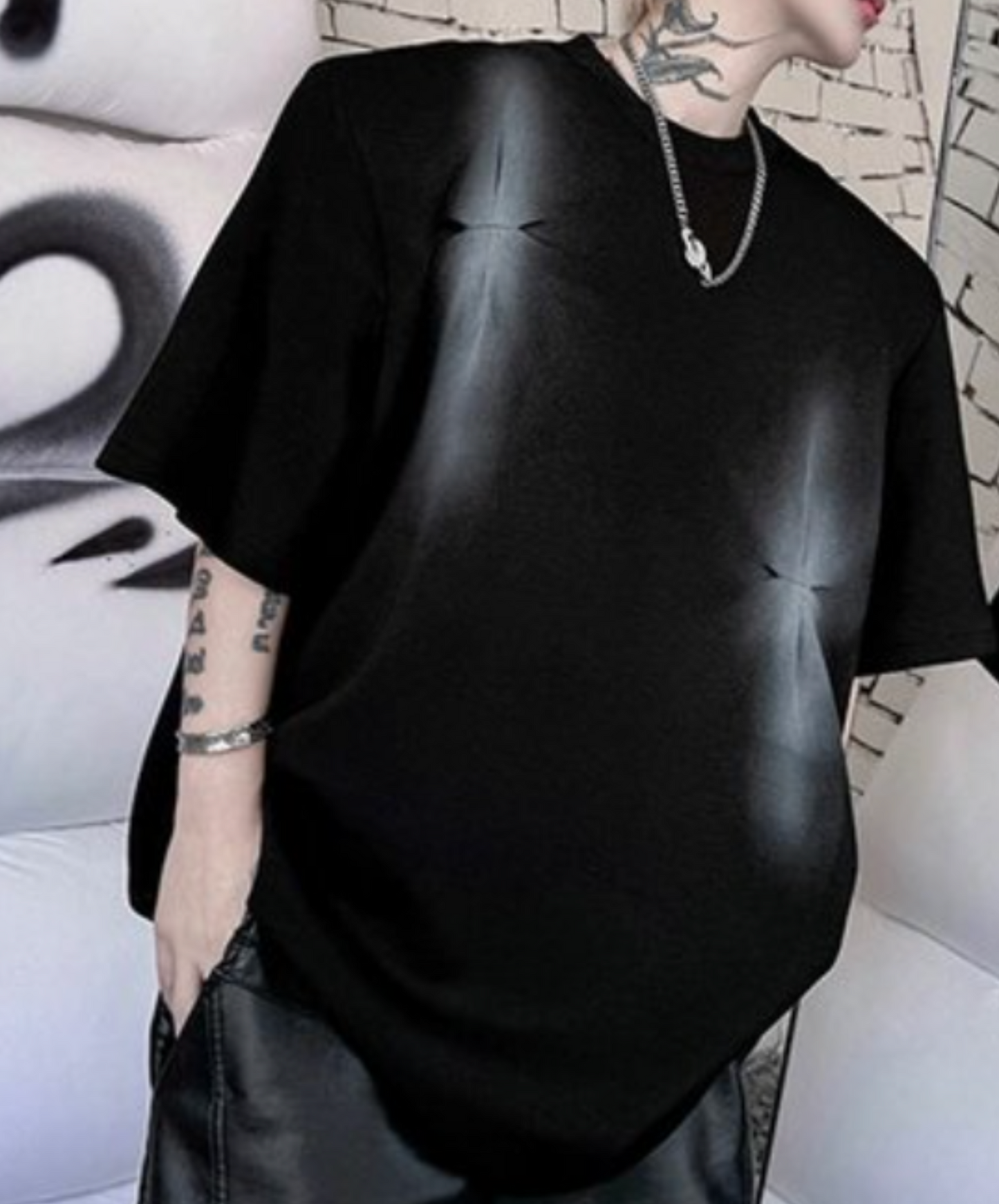 dark space-themed spray pattern t-shirt EN2097