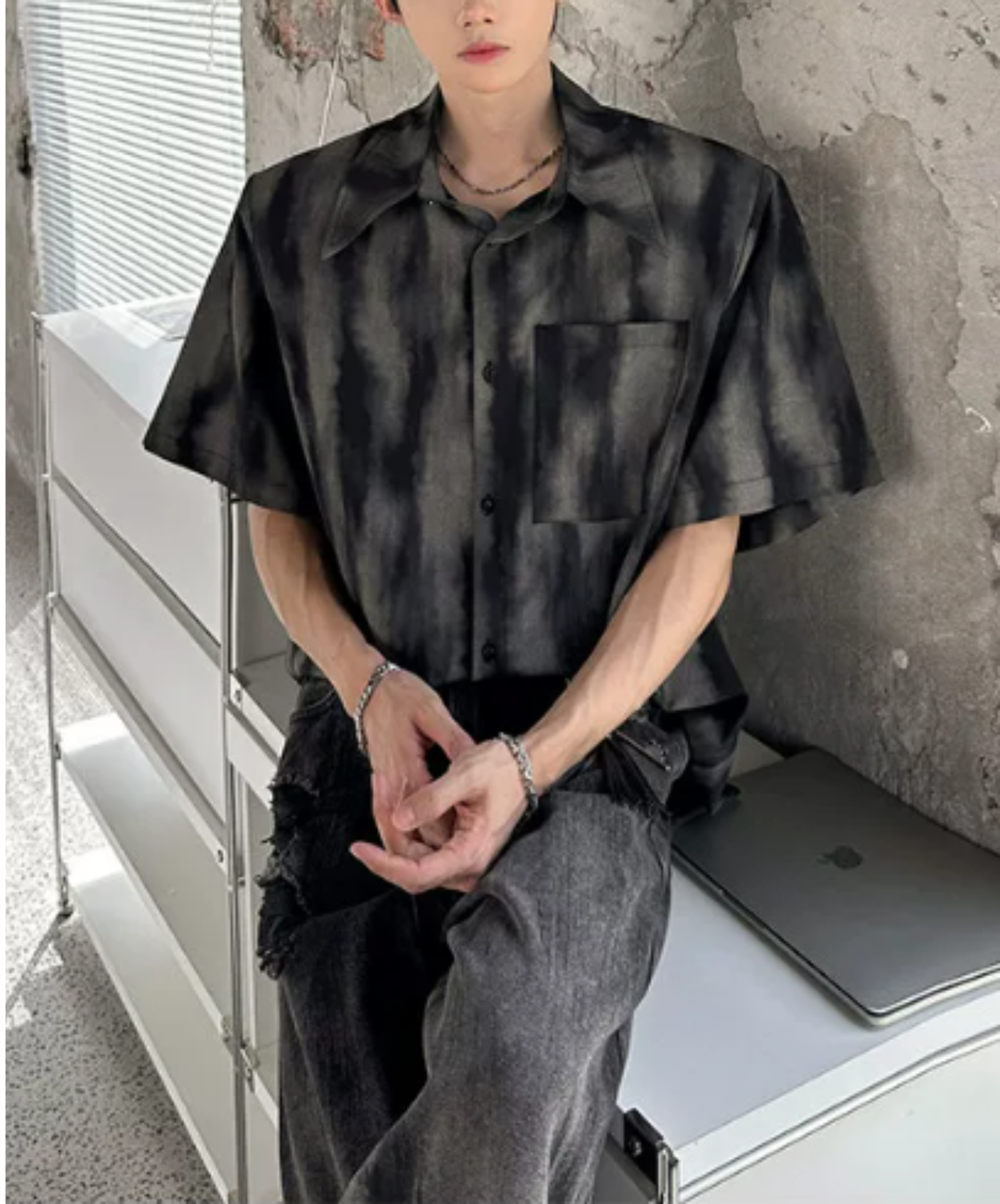 retro ink wash tie-dye shirt EN2889
