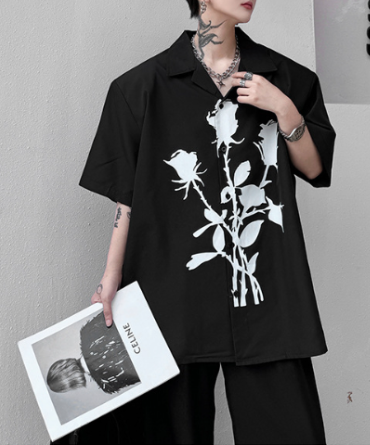 rose silhouette print shirt EN2905