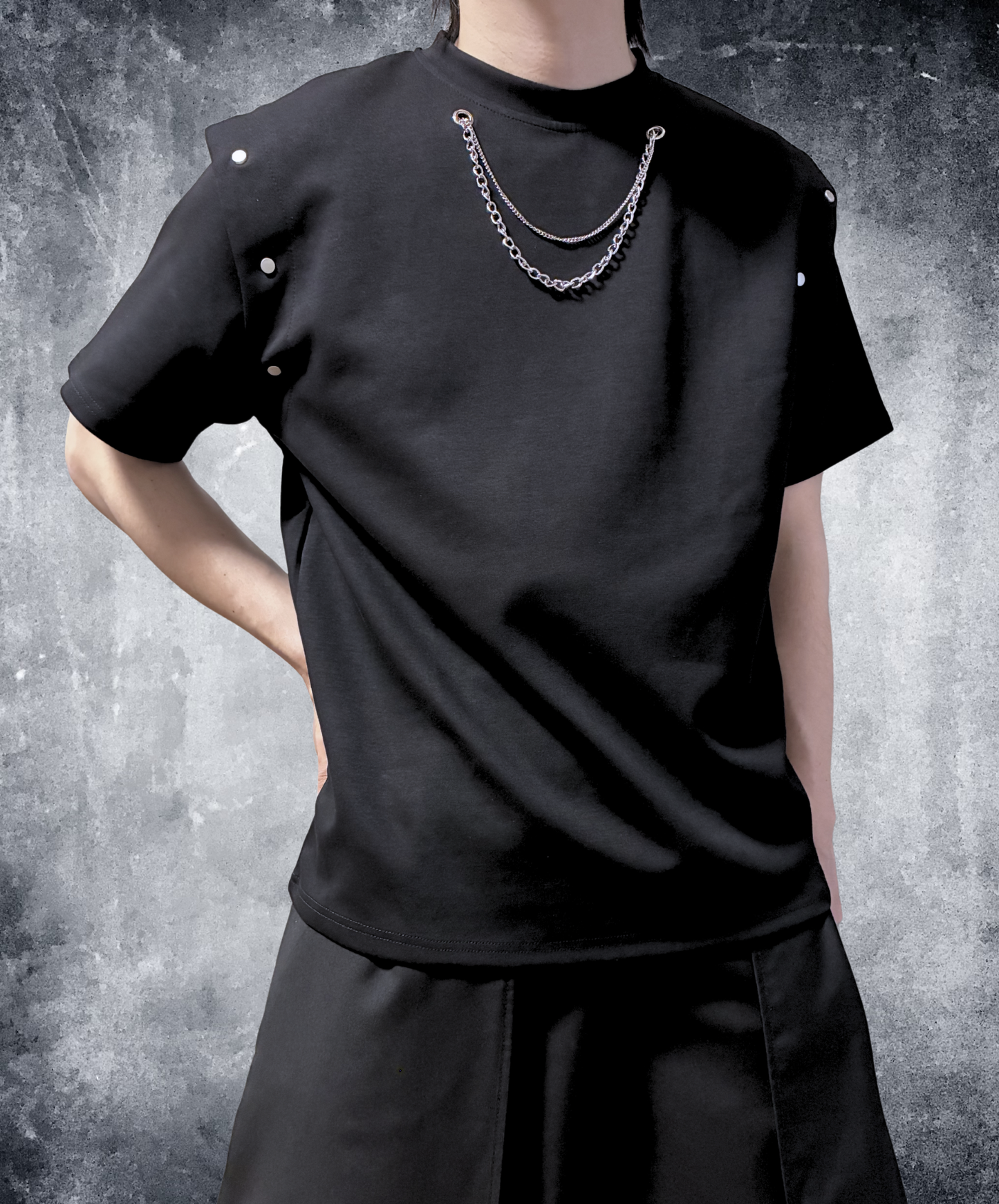 detachable sleeve chain decoration t-shirt EN2856