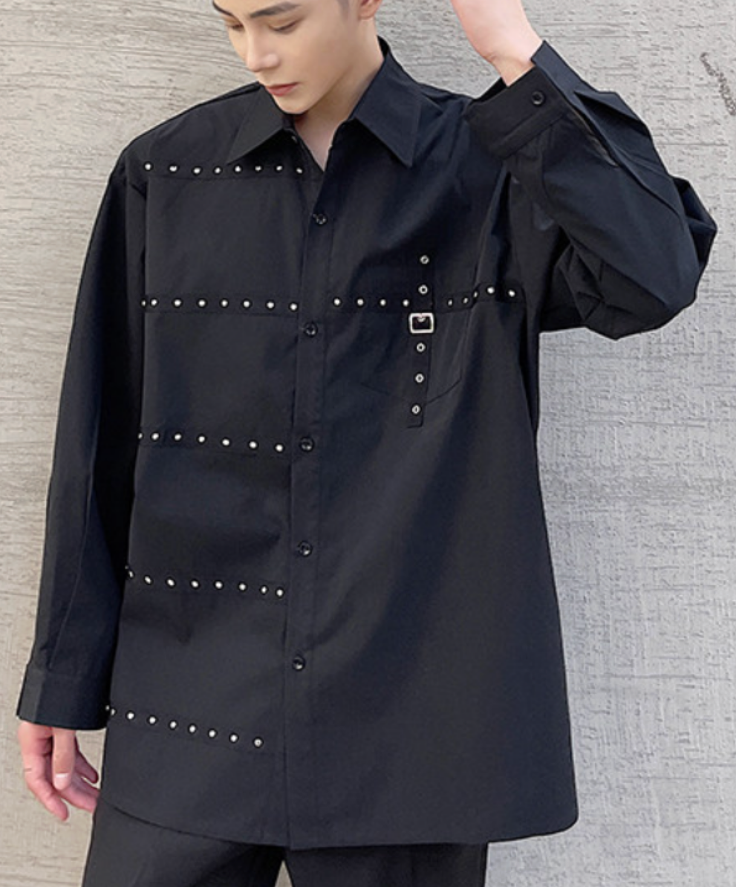 dark unique stud design shirt EN2668