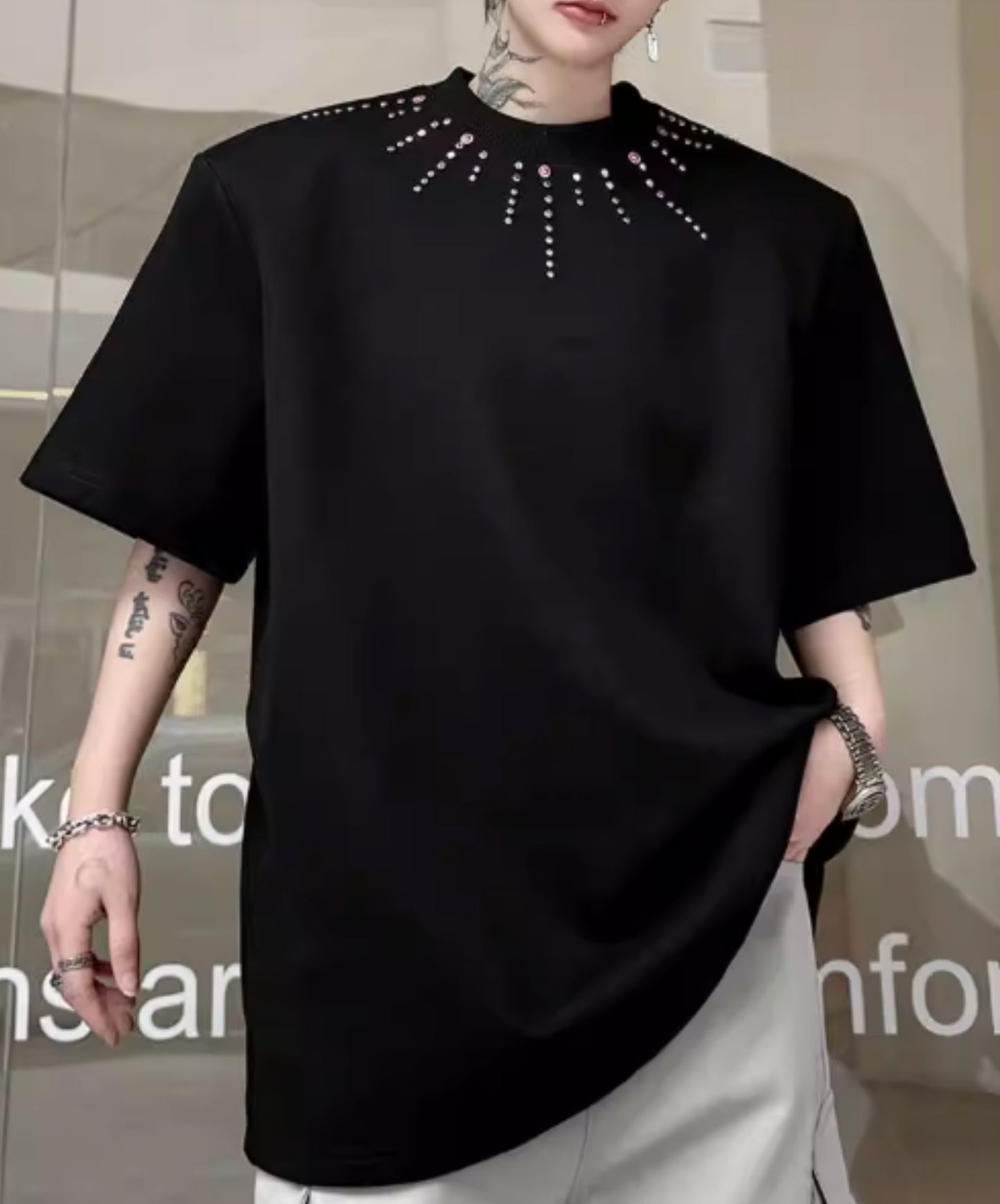 beaded meteor design t-shirt EN2826