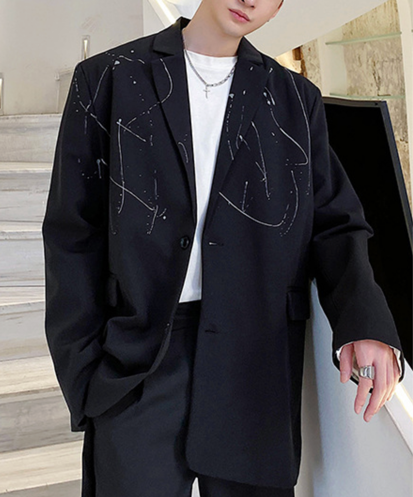 Irregular doodle design jacket EN2405