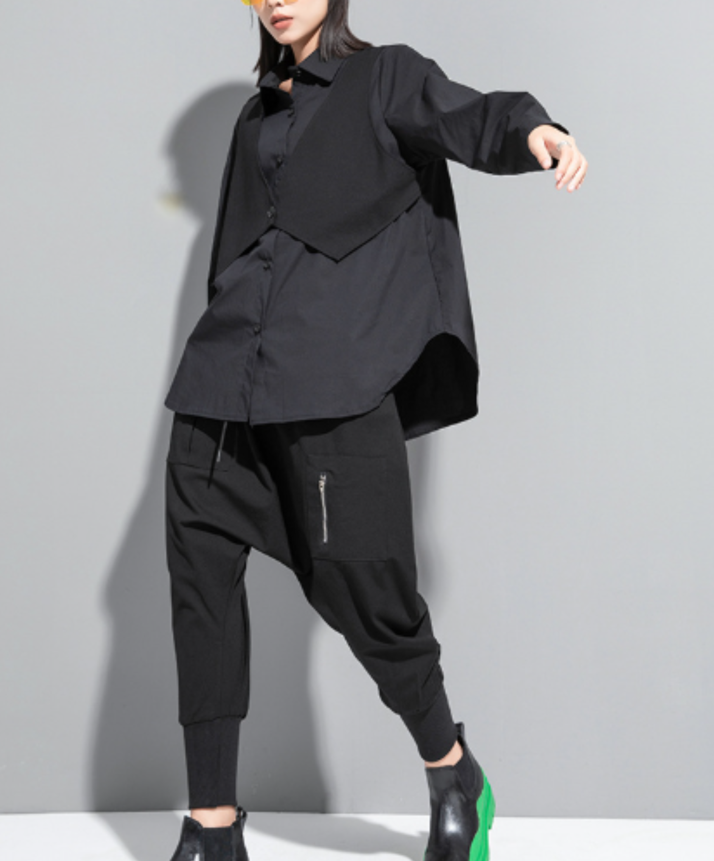 Includes a faux-layered vest shirt EN3118