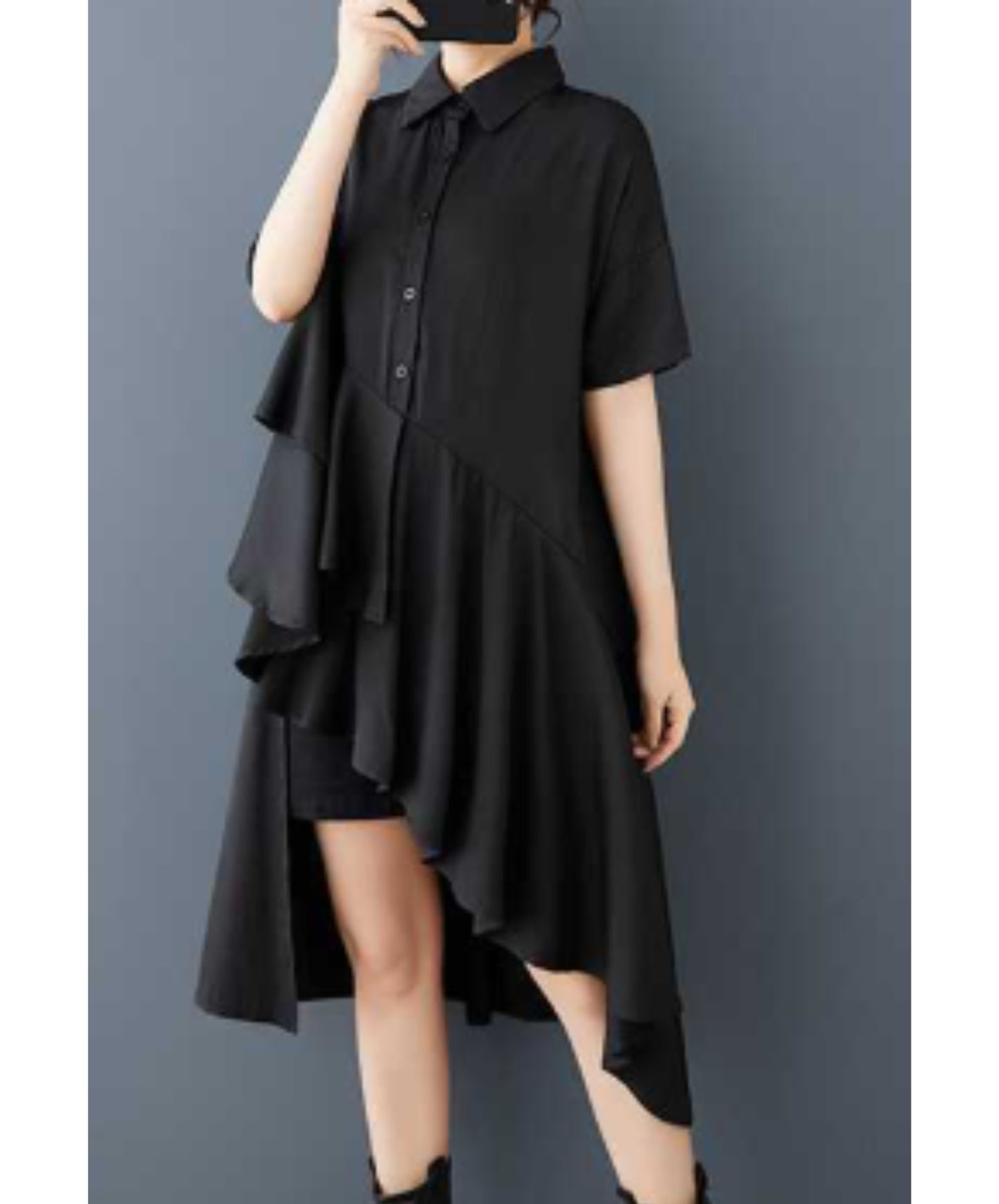 asymmetric tiered design shirt EN3061