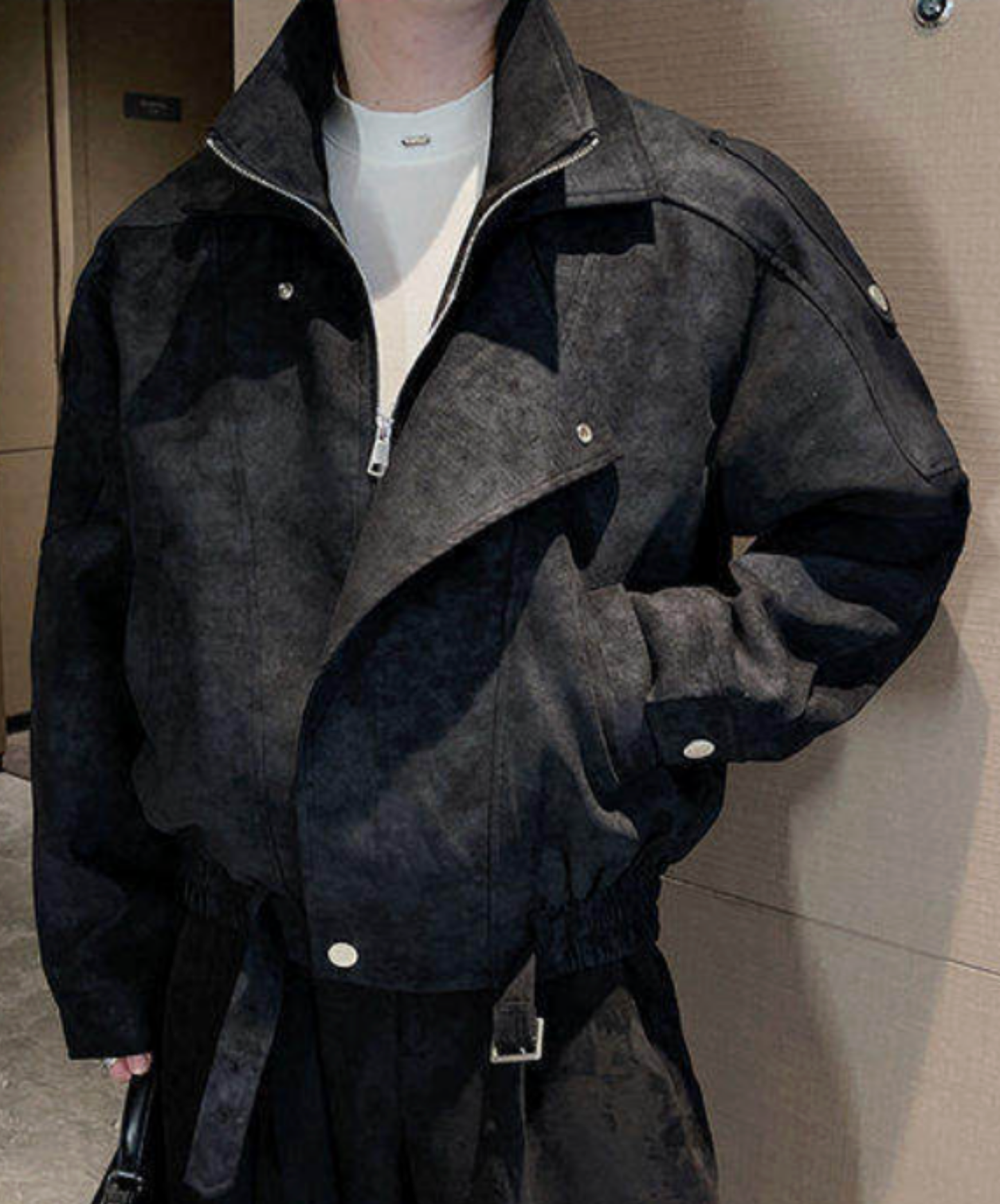 faux two-piece stand collar jacket EN2665