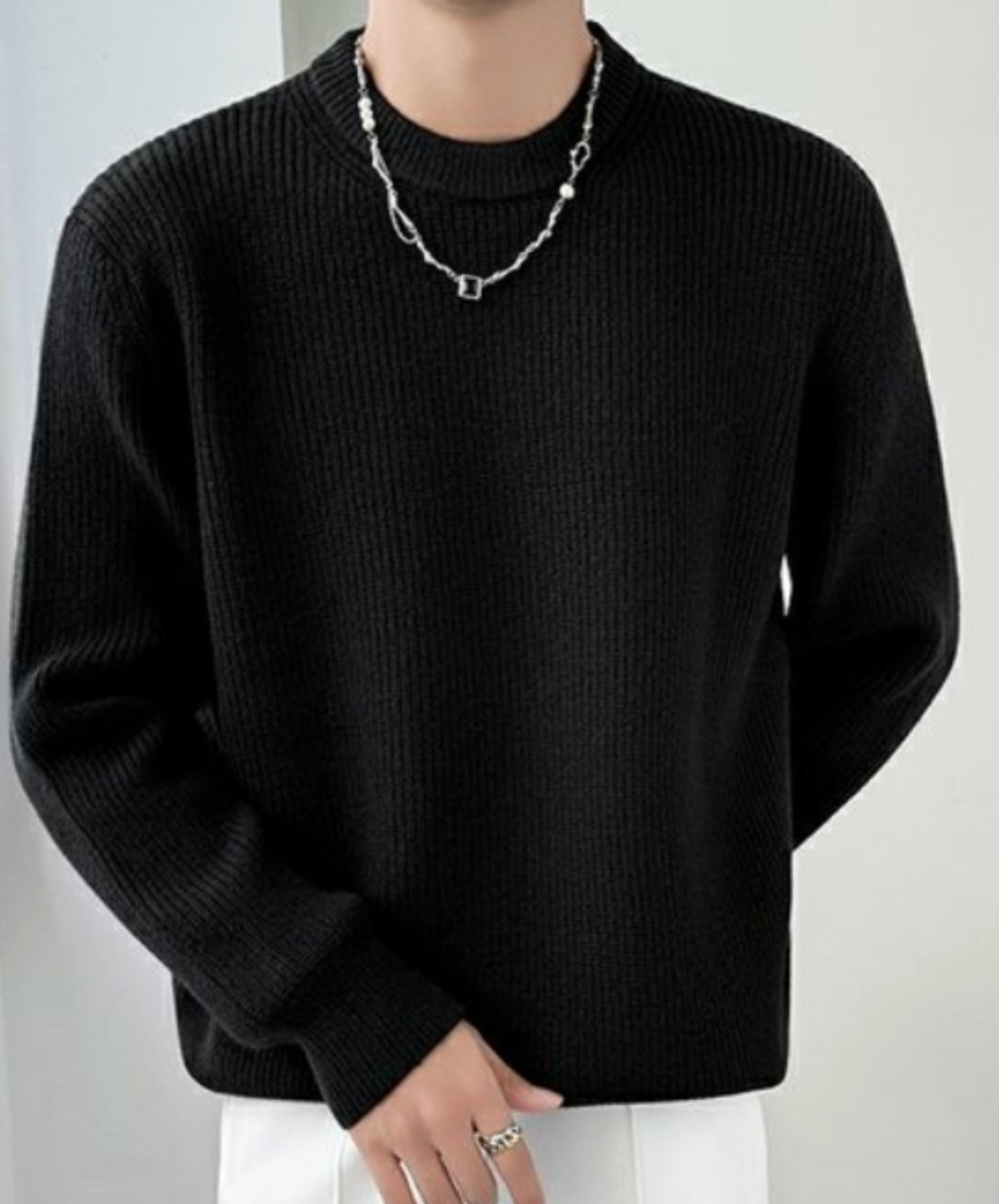 chunky knit crew neck sweater EN2542