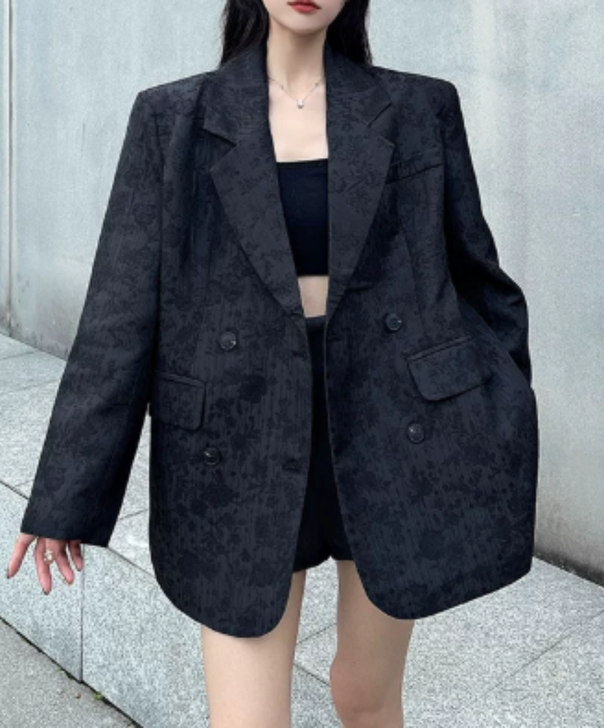 peaked lapel boxy silhouette jacket EN3209