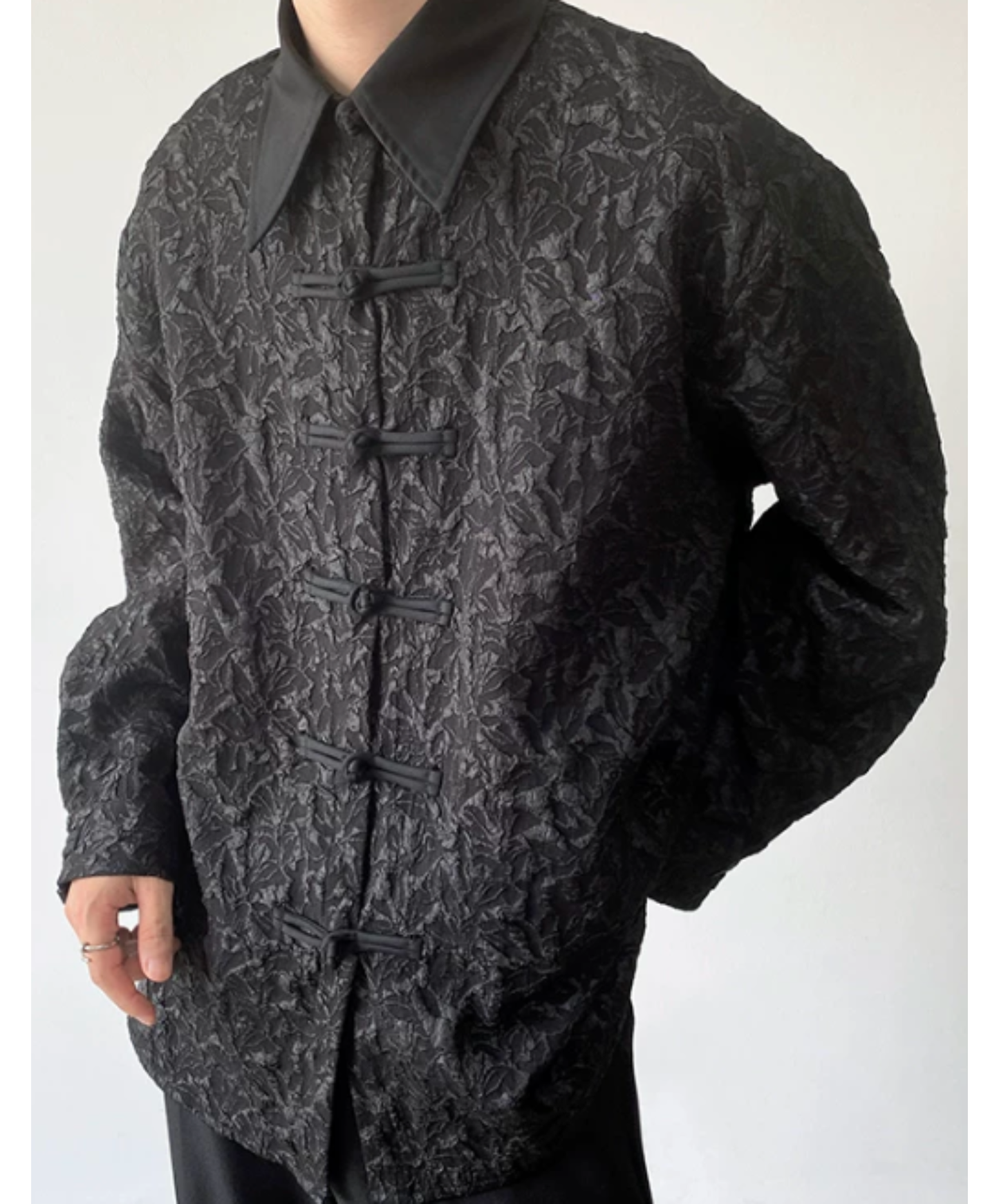 3d embroidered jacquard collar shirt EN2892