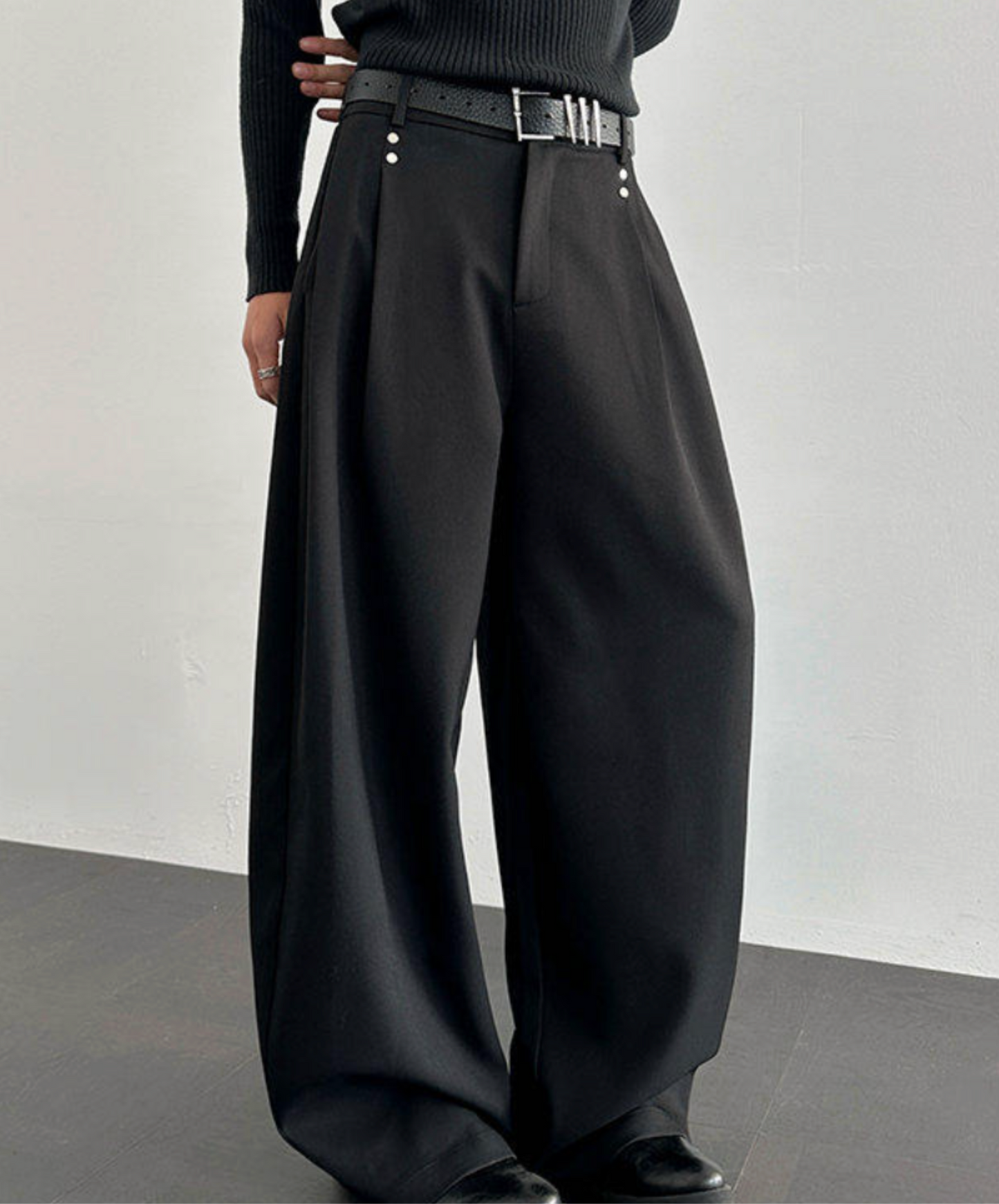 thick drape rivet wide pants EN2651