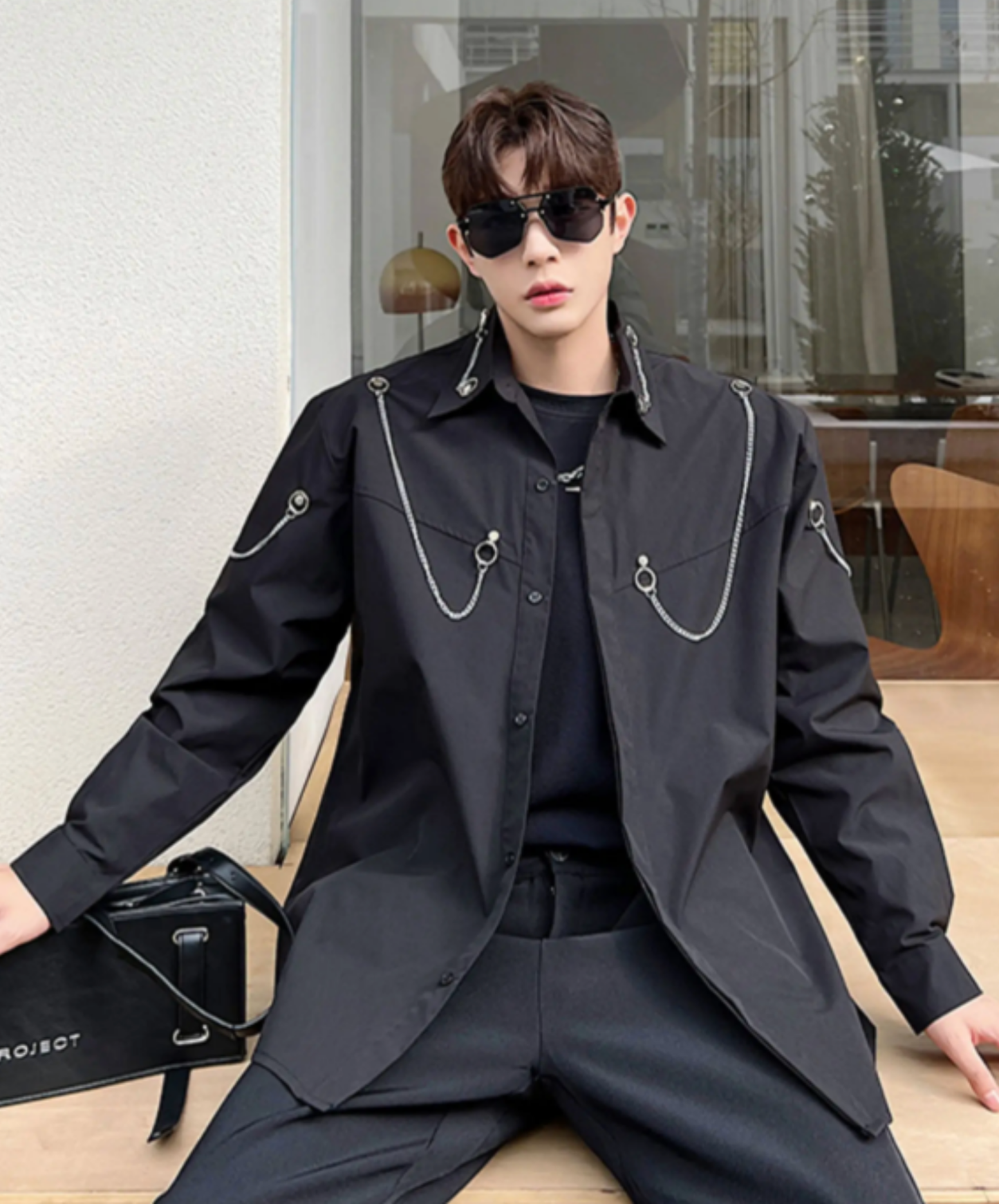 korean-style chain decoration shirt EN2836