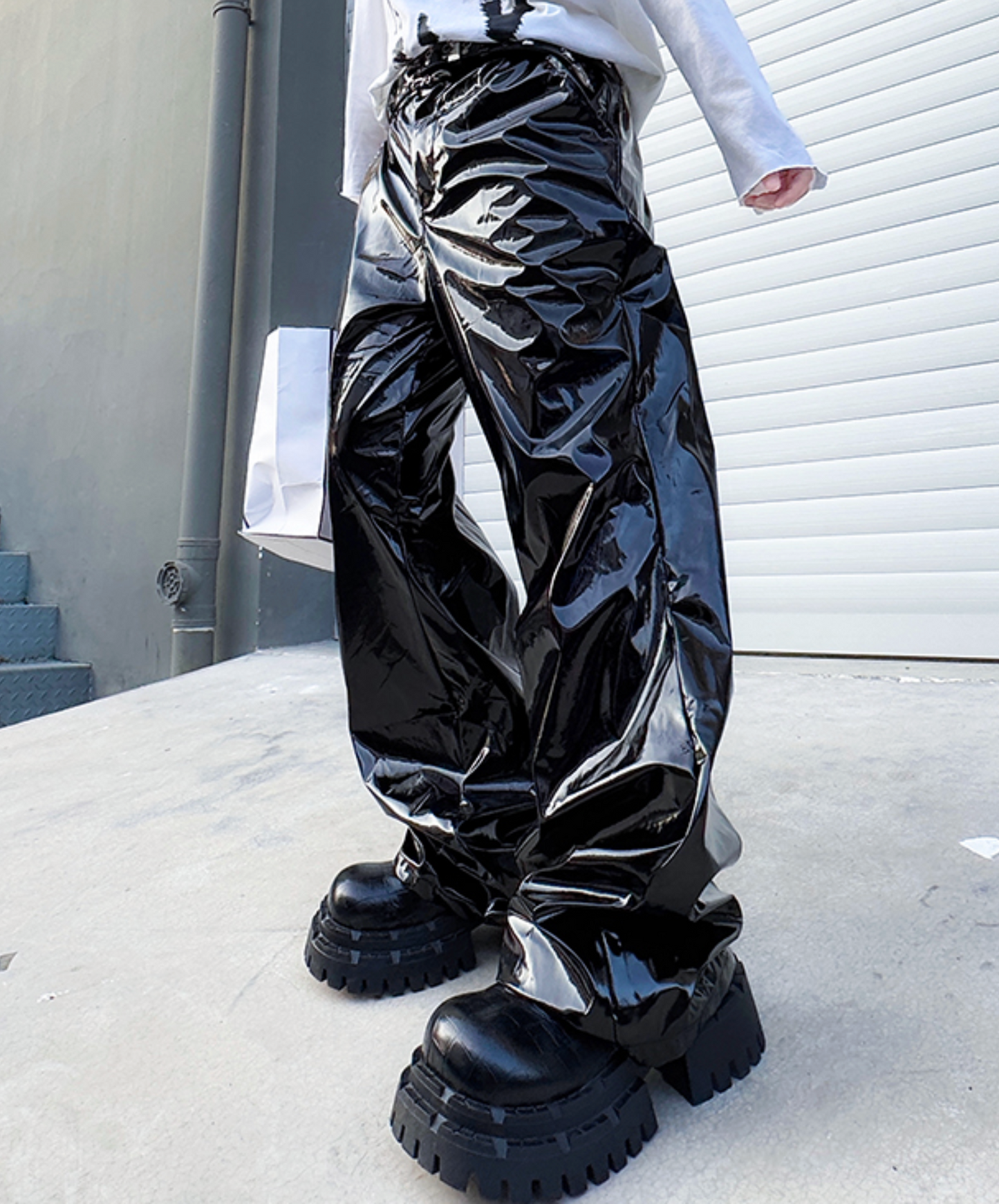 pu glossy casual pants EN2502