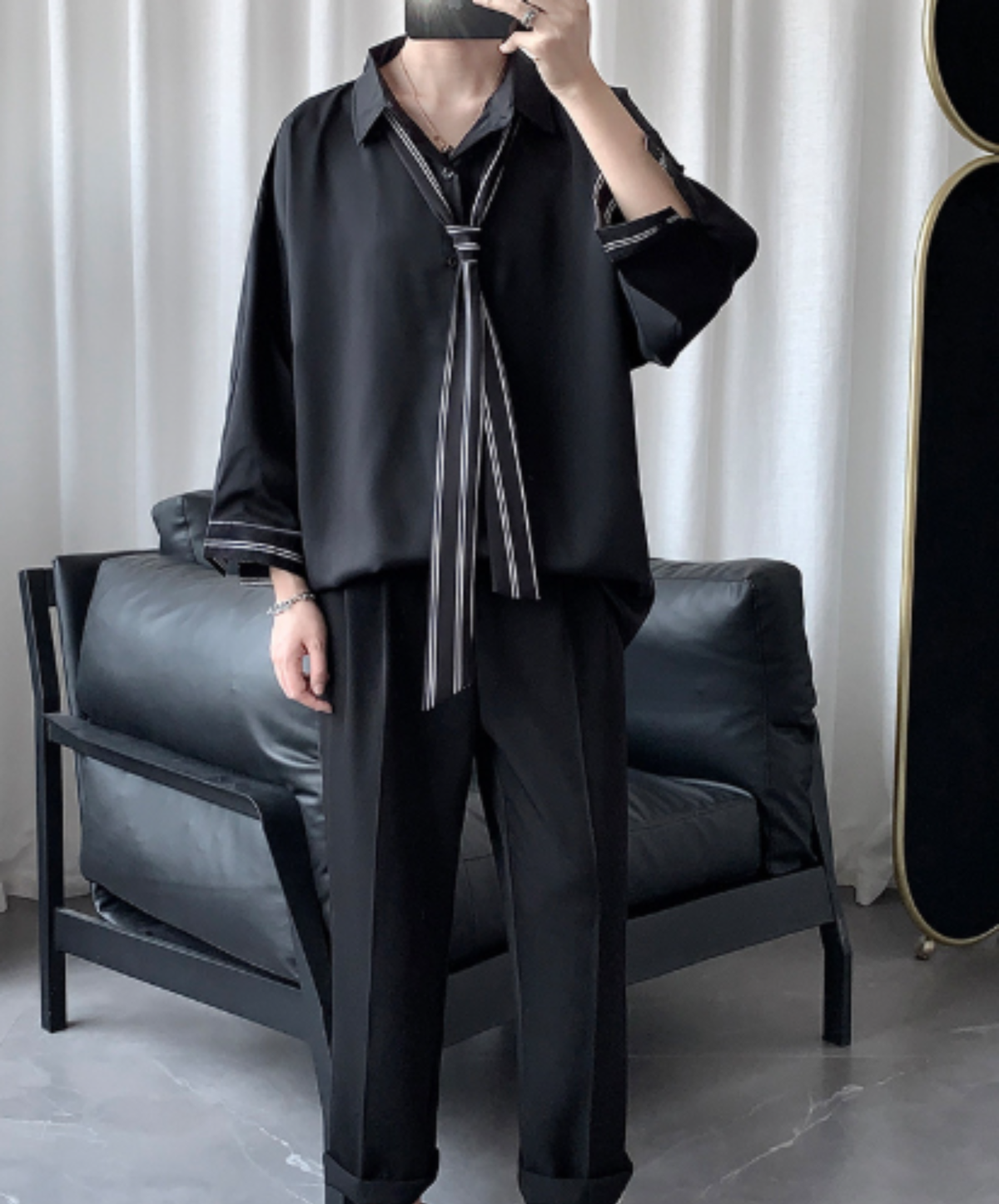 loose-fit design with striped paneling shirt EN3171