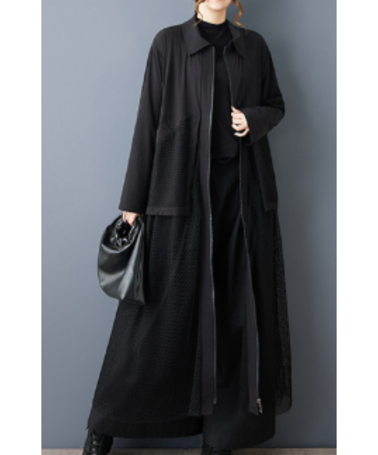 straight-leg mesh patchwork style long shirt EN3098