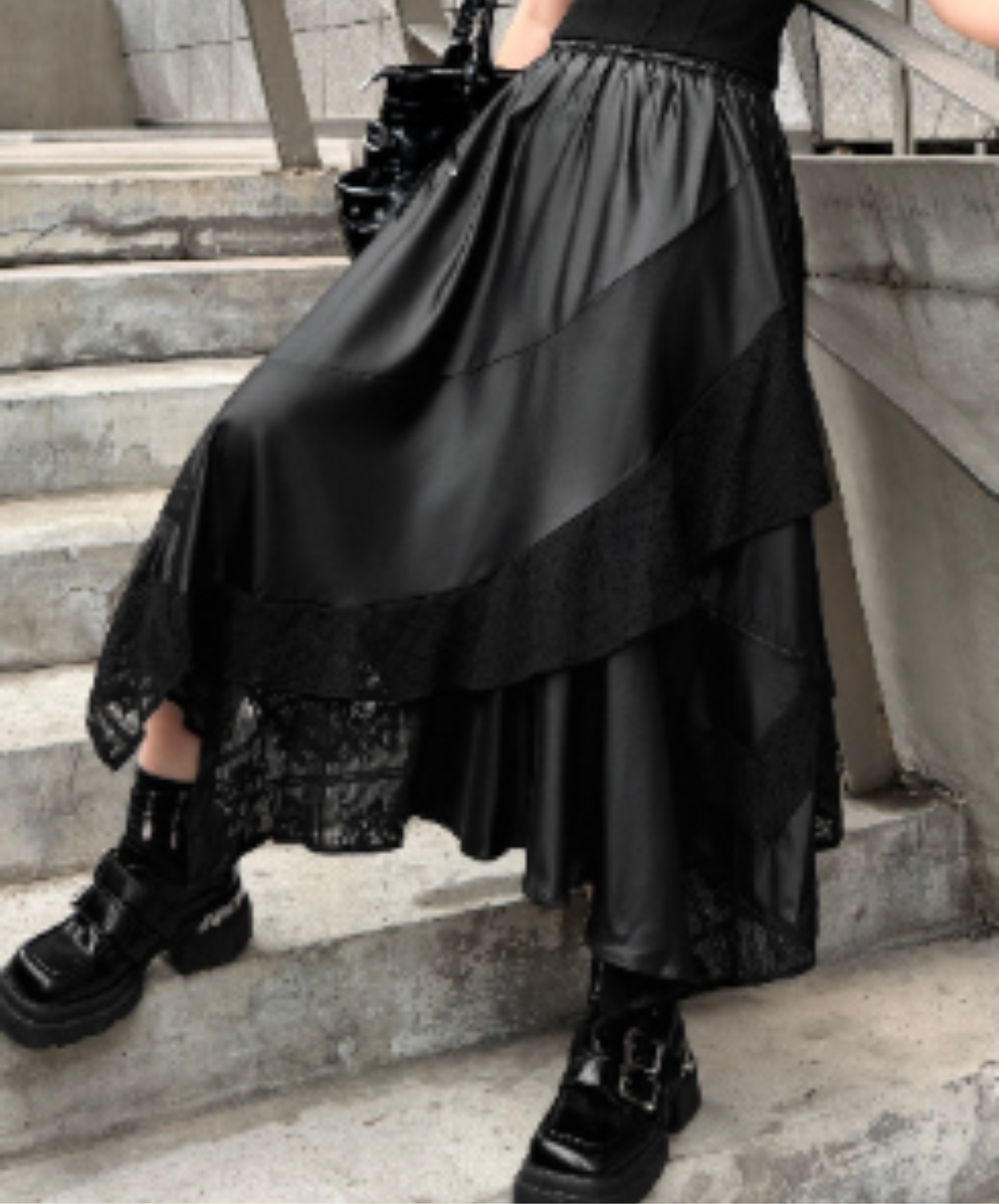 Irregular patchwork midi skirt EN2954