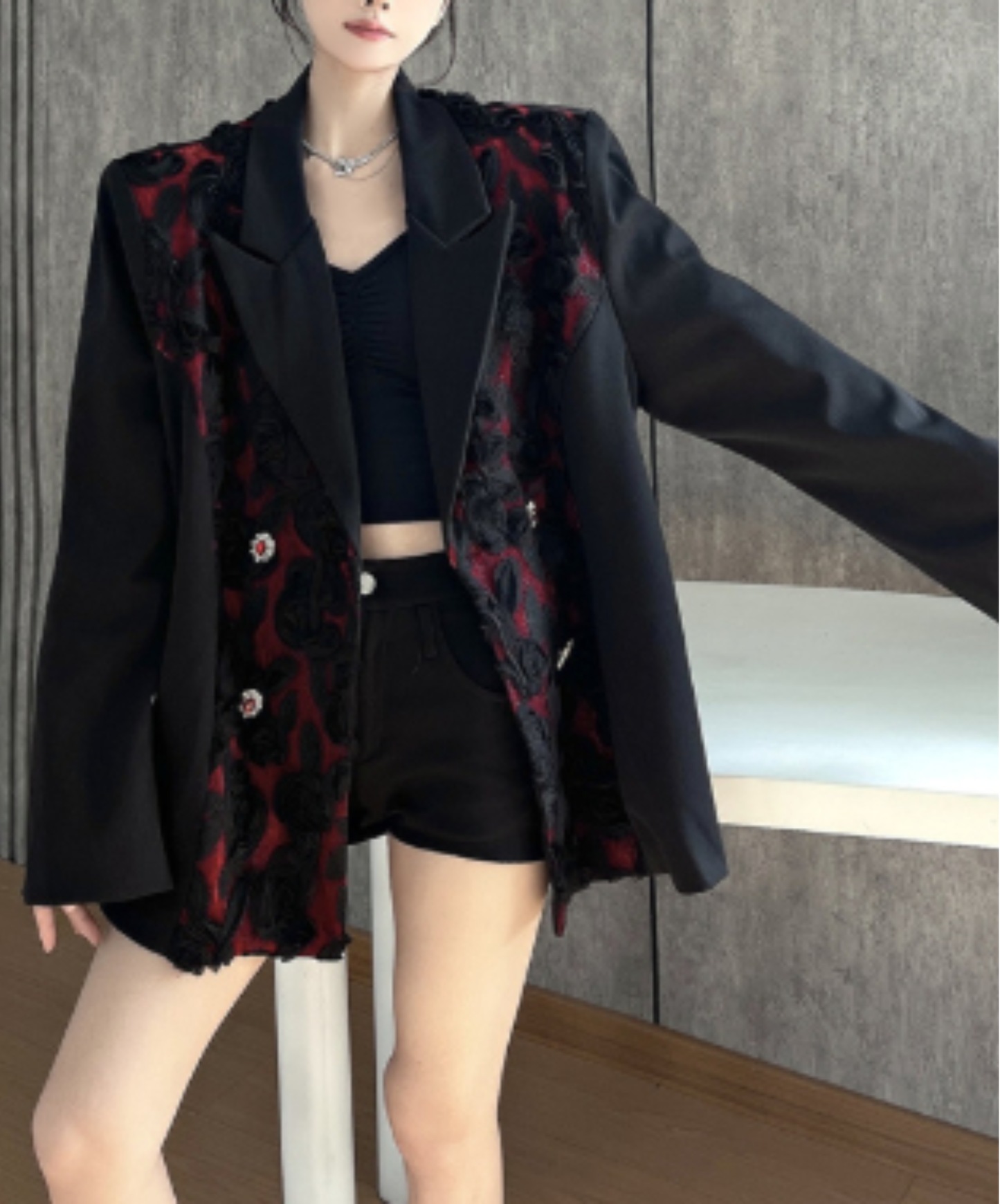elegant rose motif jacket EN3092
