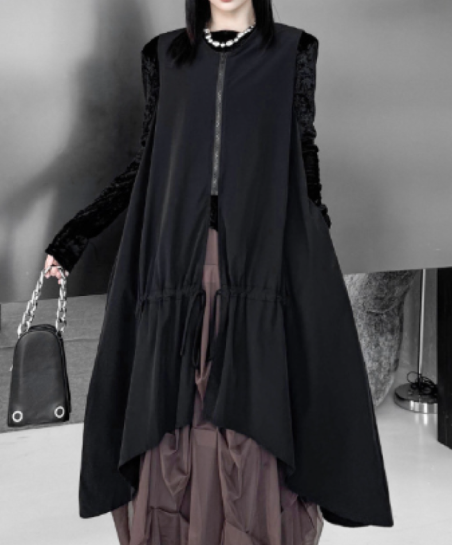 【style108】dark mode outfit set EN3137（gilet + shirt + pants set）