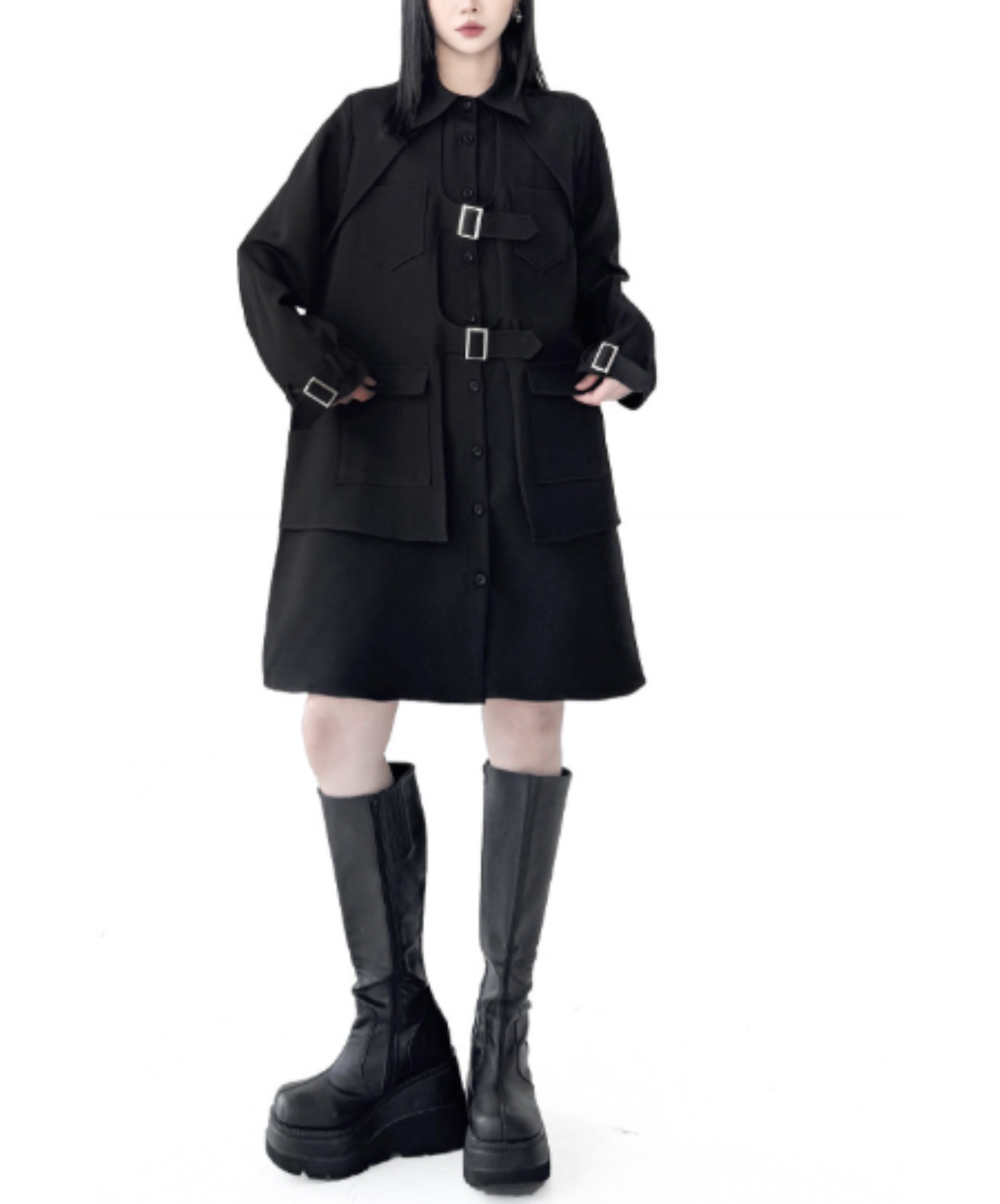 straight silhouette long shirt EN2901