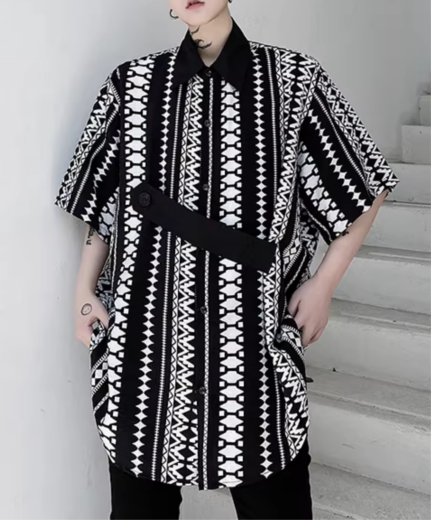 ethnic-like patterns stripe shirt EN2815