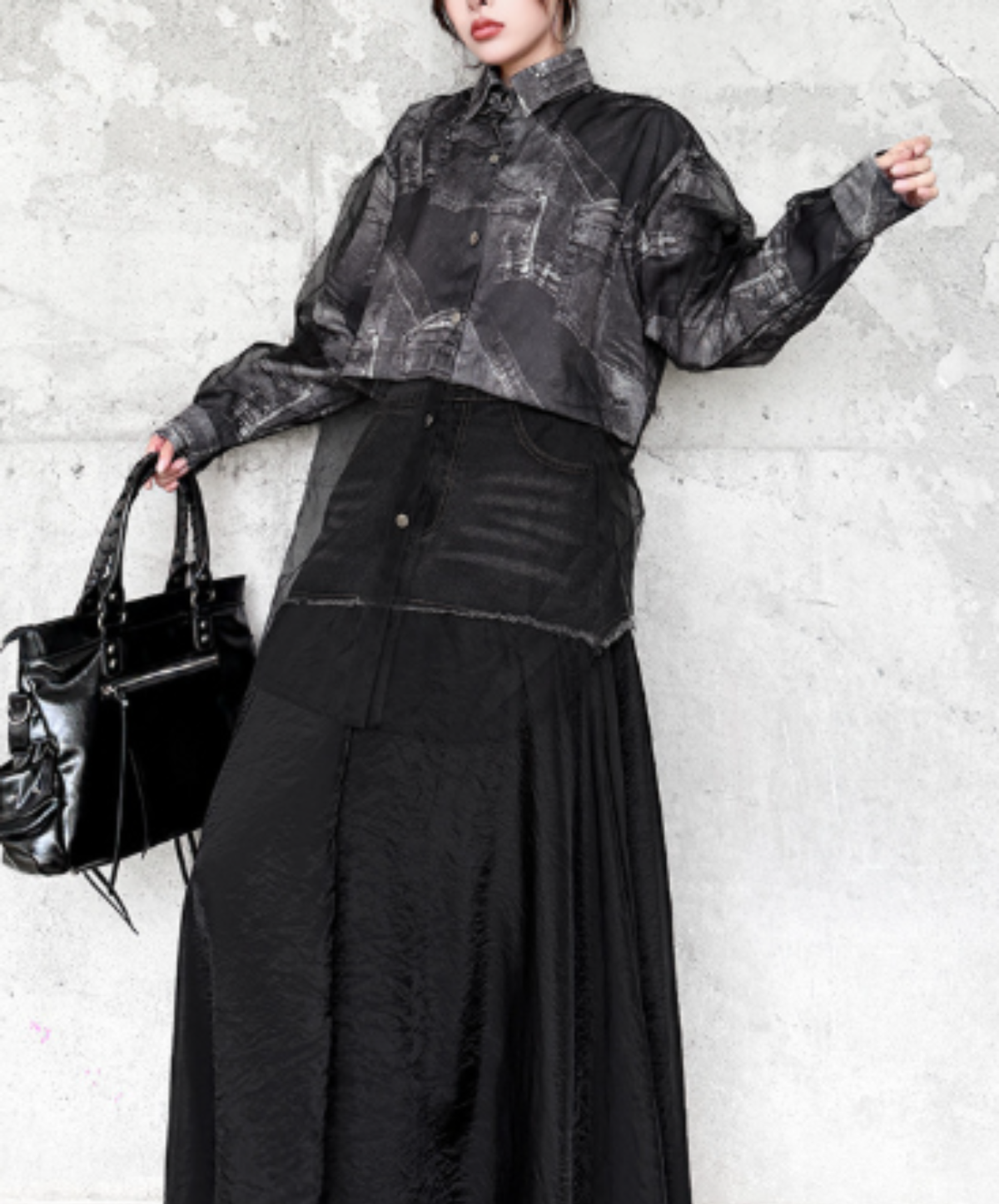 long-hem sheer panel shirt EN3222