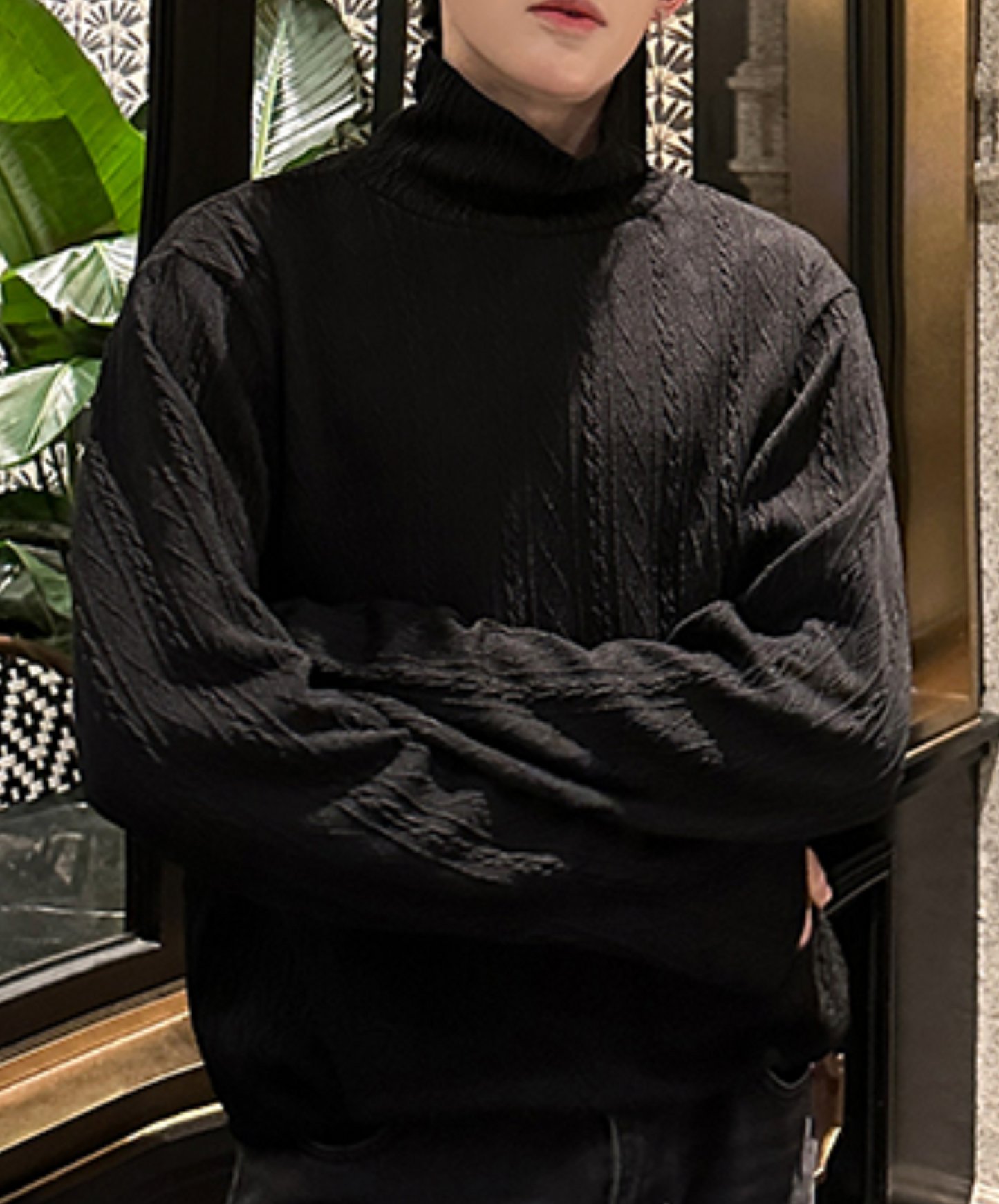 relaxed jacquard turtleneck t-shirt EN2520