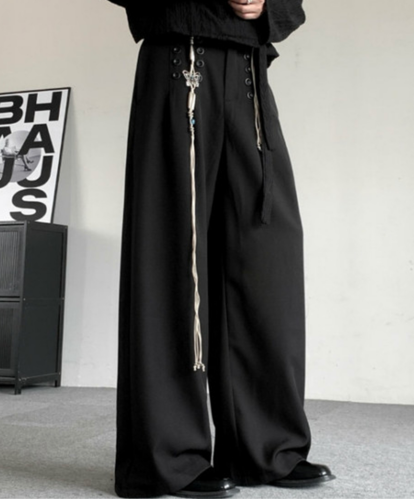 retro multiple button decoration pants EN2371