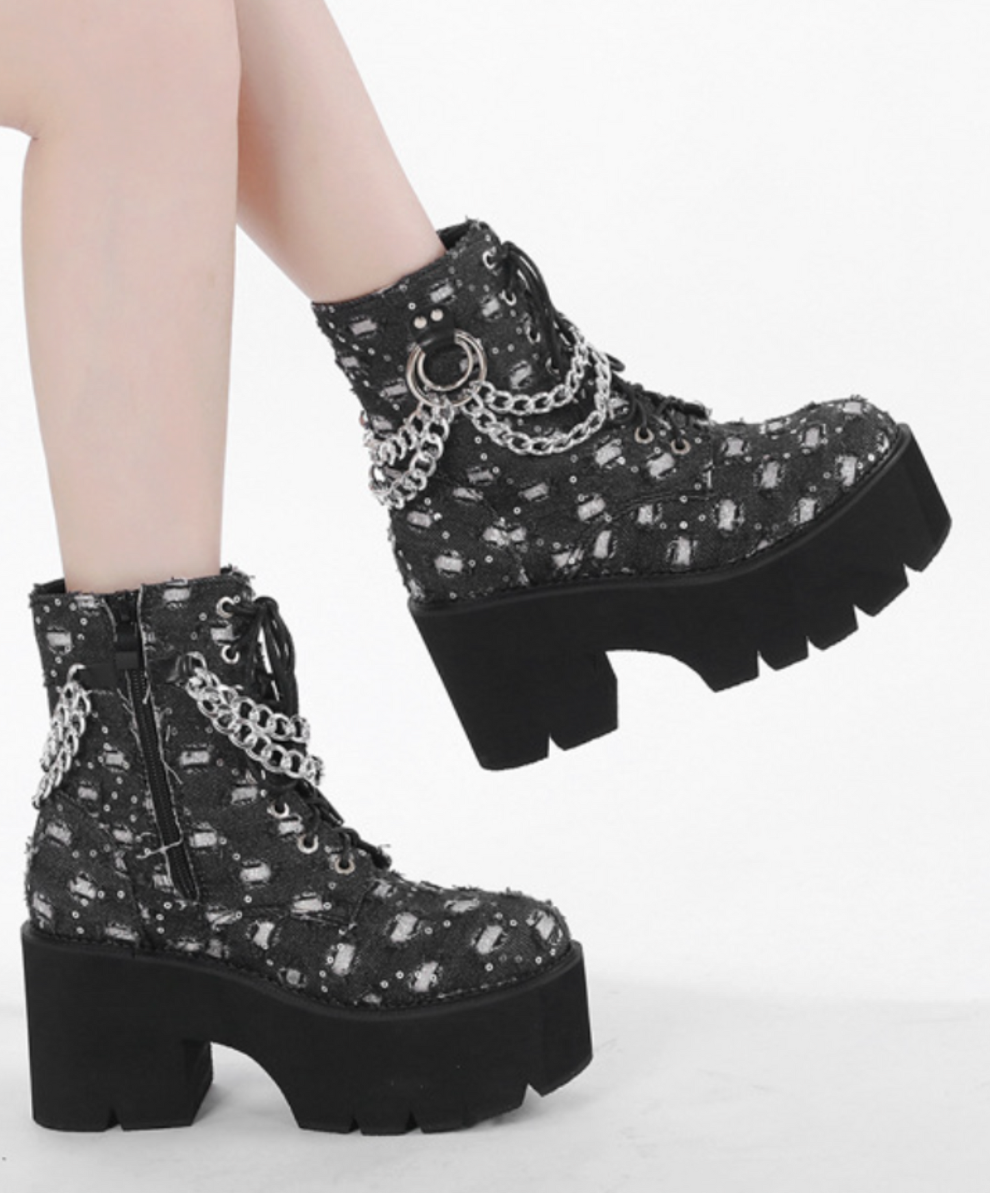 square hole ring chain boots EN2611