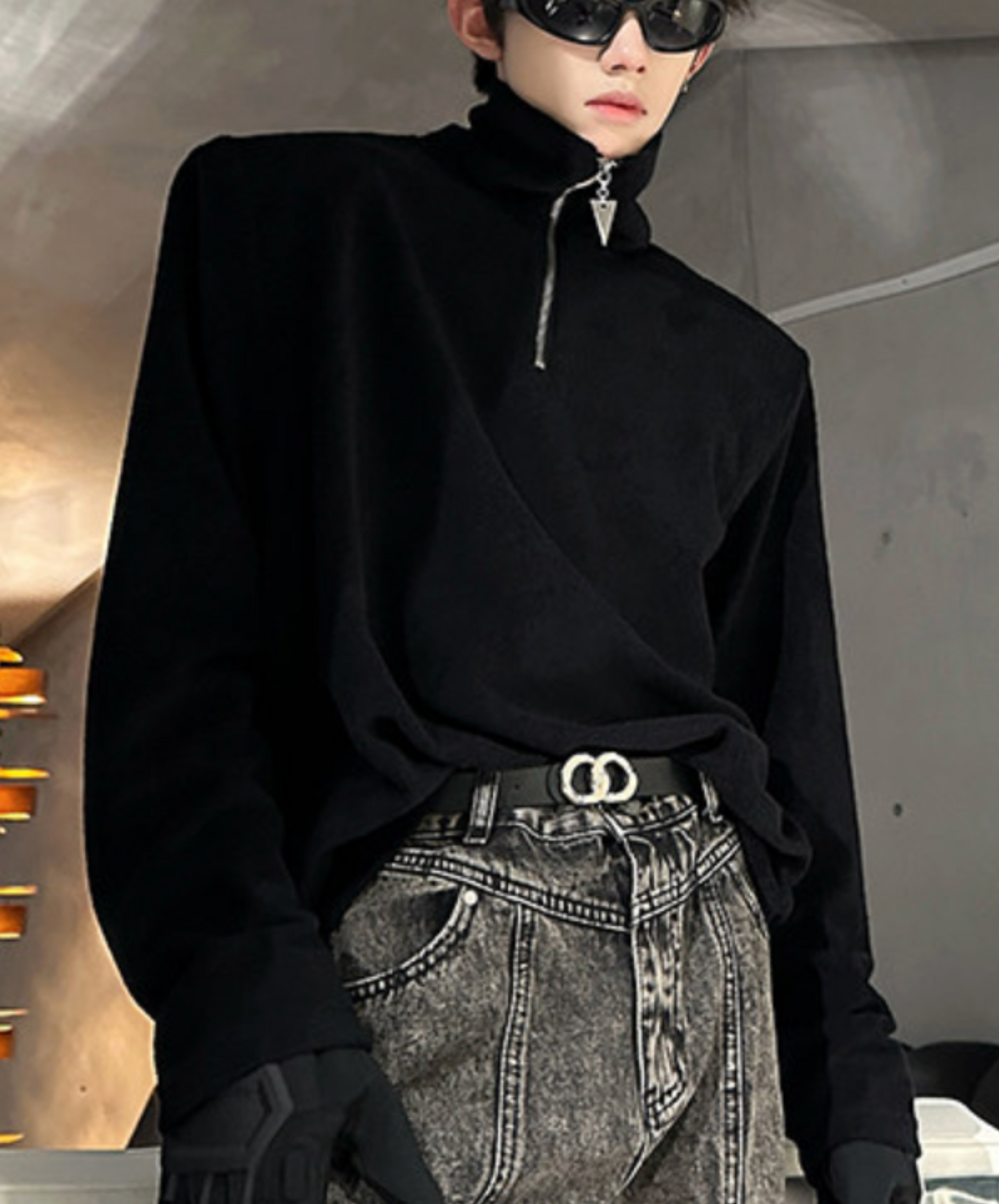 dark half-zip neck sweatshirts EN2637