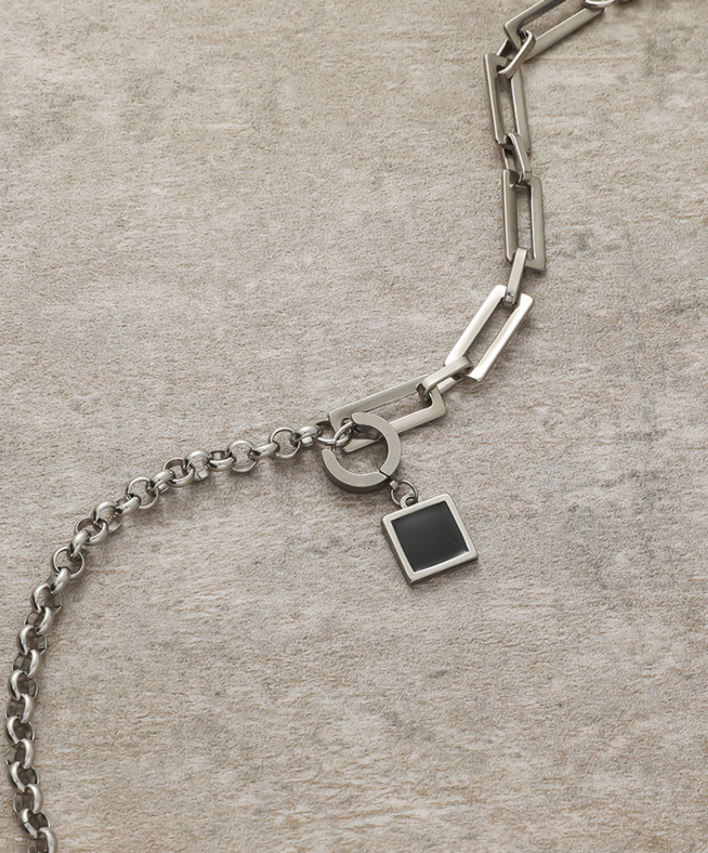 square chain black stone necklace EN2515