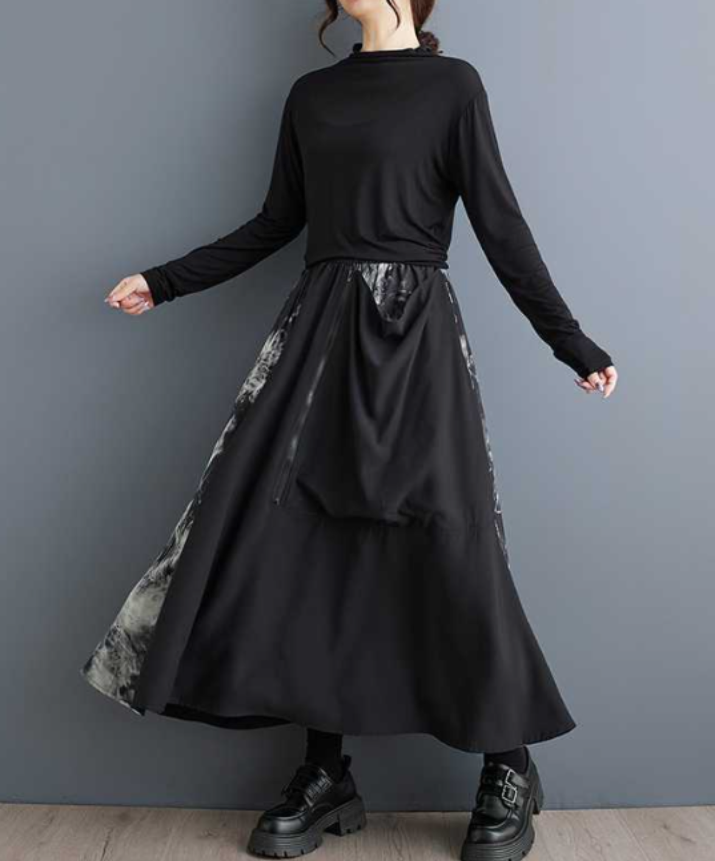 retro splicing print skirt EN2907