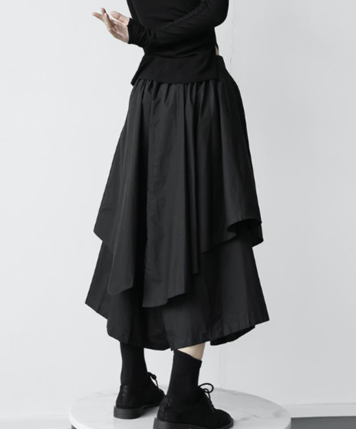 asymmetric high waist with culottes skirt EN1298